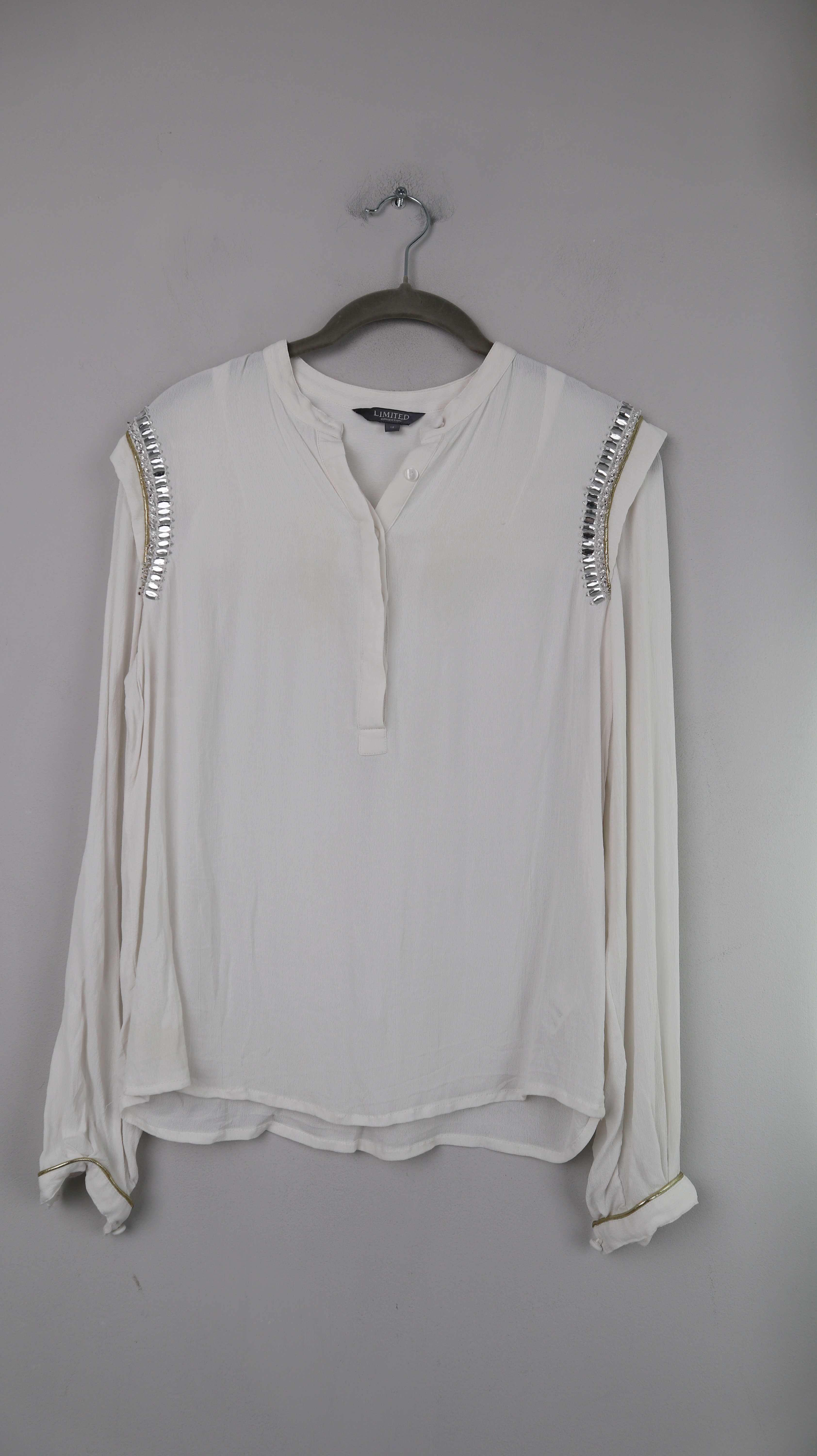Limited Collection Bluse weiß 38 M Perlen bestickt Hippie Bohemian
