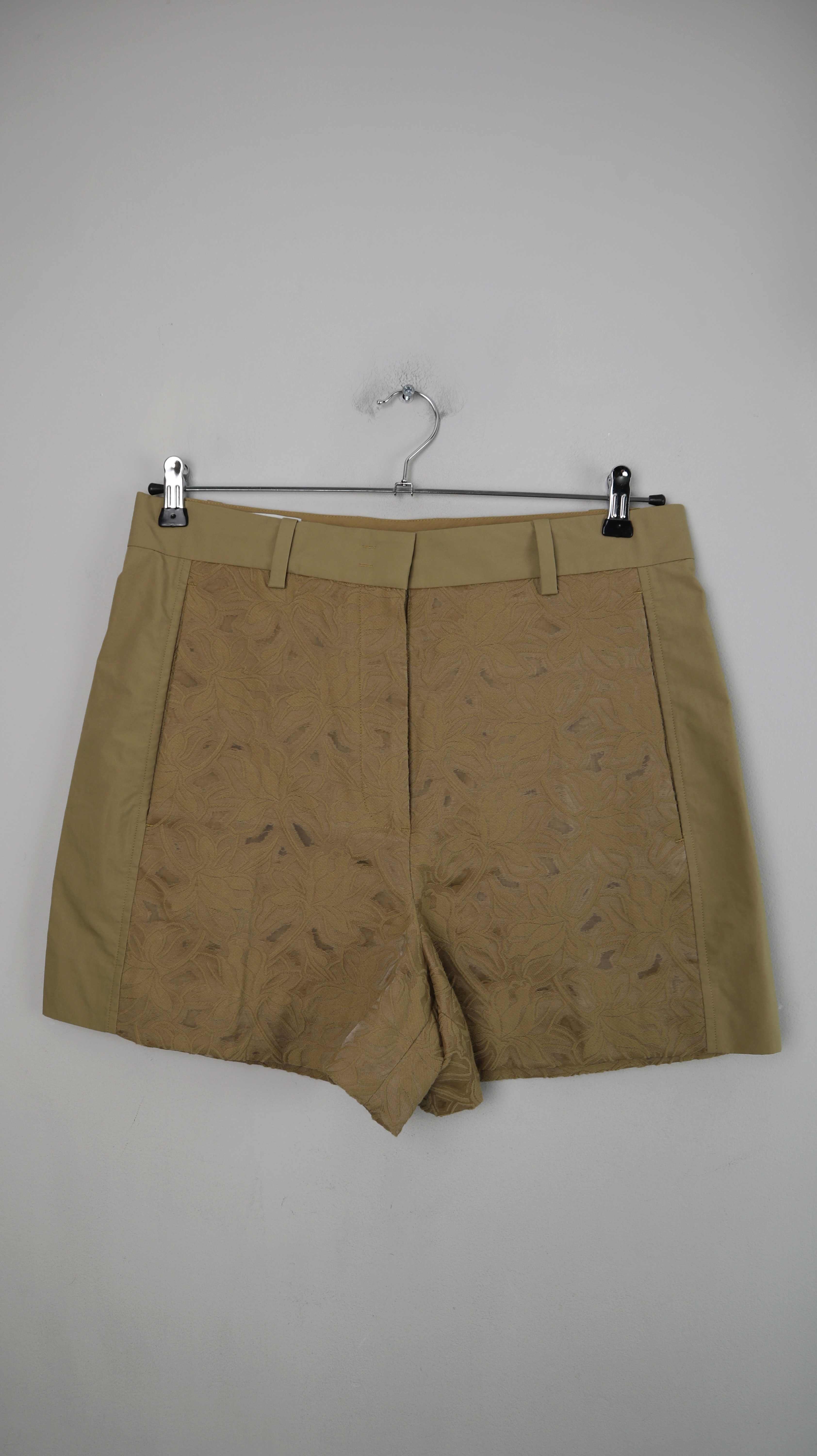 COS Shorts Grün Khaki 42 kurze Hose Seide Spitze Sommershorts