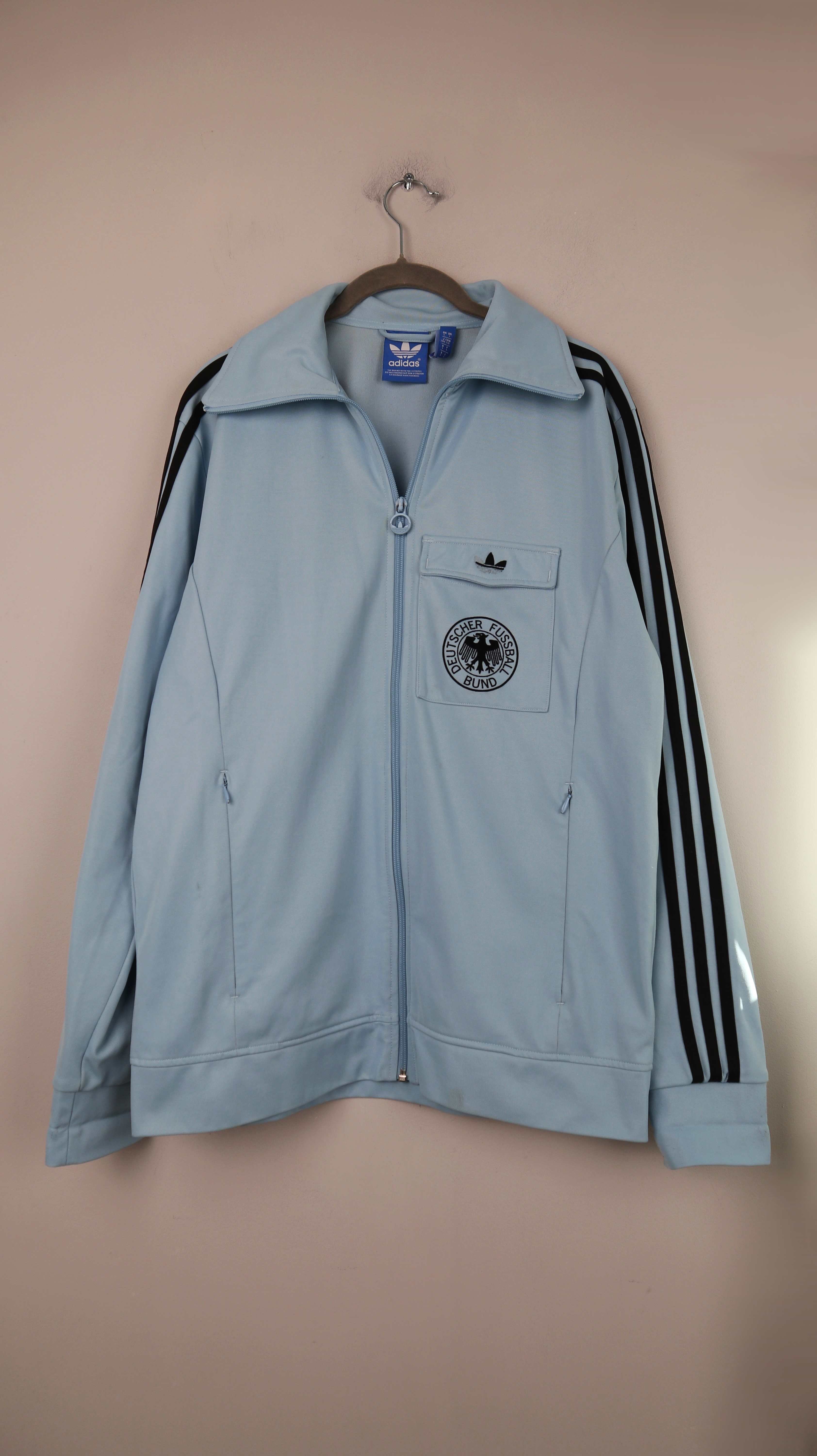 Adidas Jacke L Blau Hellblau DFB Fußballjacke Trainingsjacke