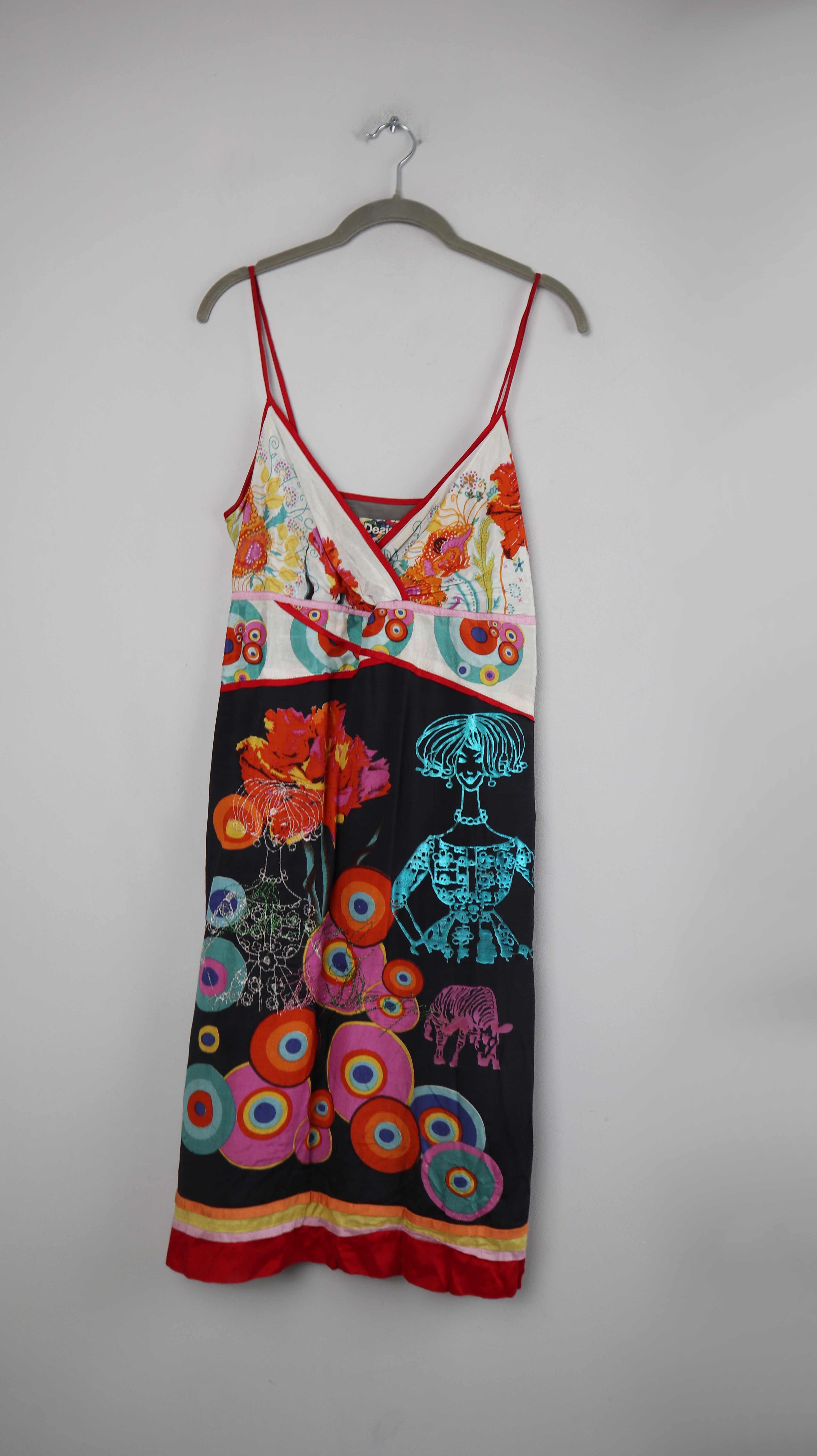 Desigual Kleid schwarz 36 S Bunt Sommerkleid Trägerkleid