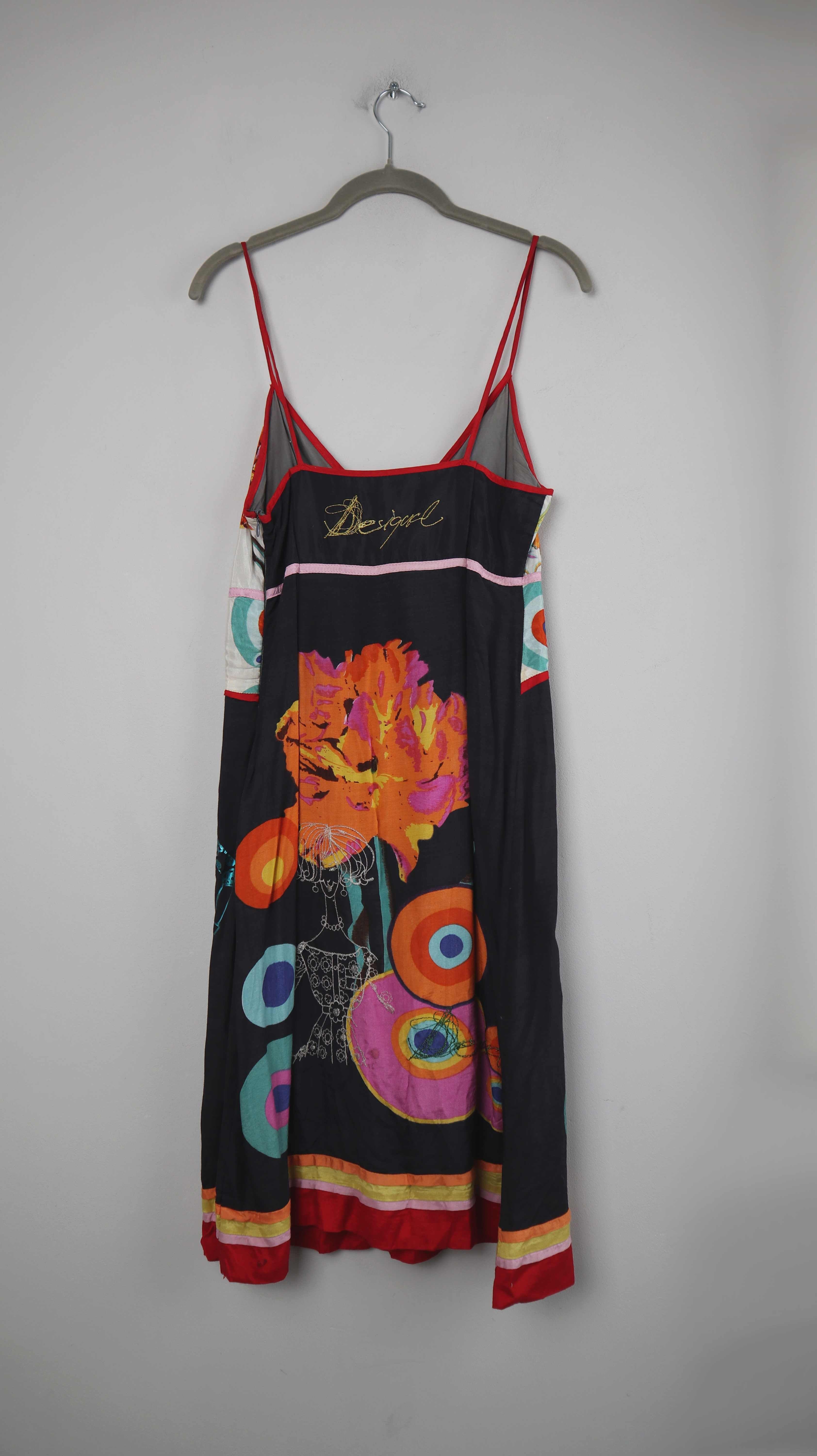 Desigual Kleid schwarz 36 S Bunt Sommerkleid Trägerkleid