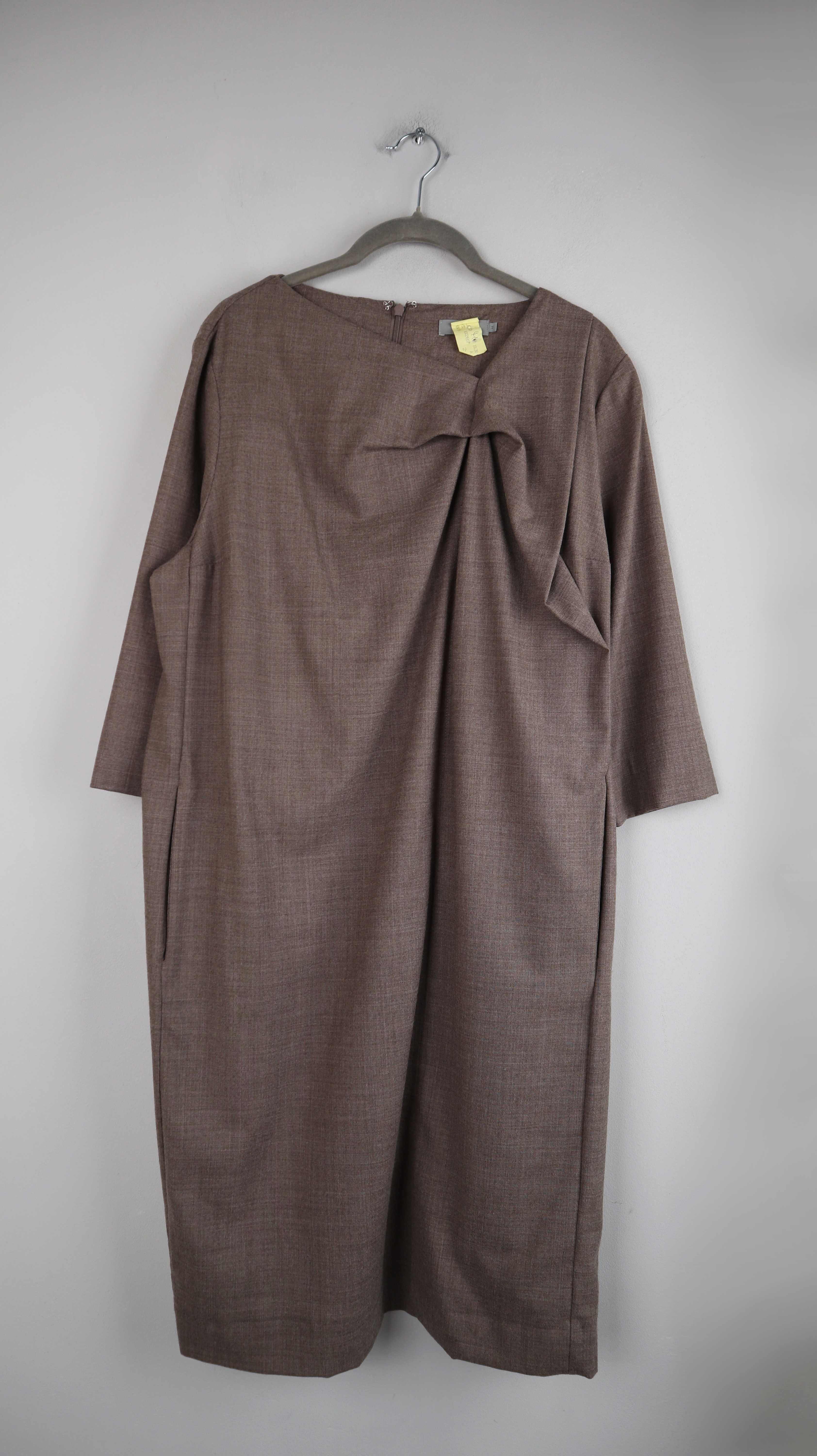 Cos Kleid braun 44 L Wolle Wollkleid Midi Midikleid Winterkleid Etuikleid