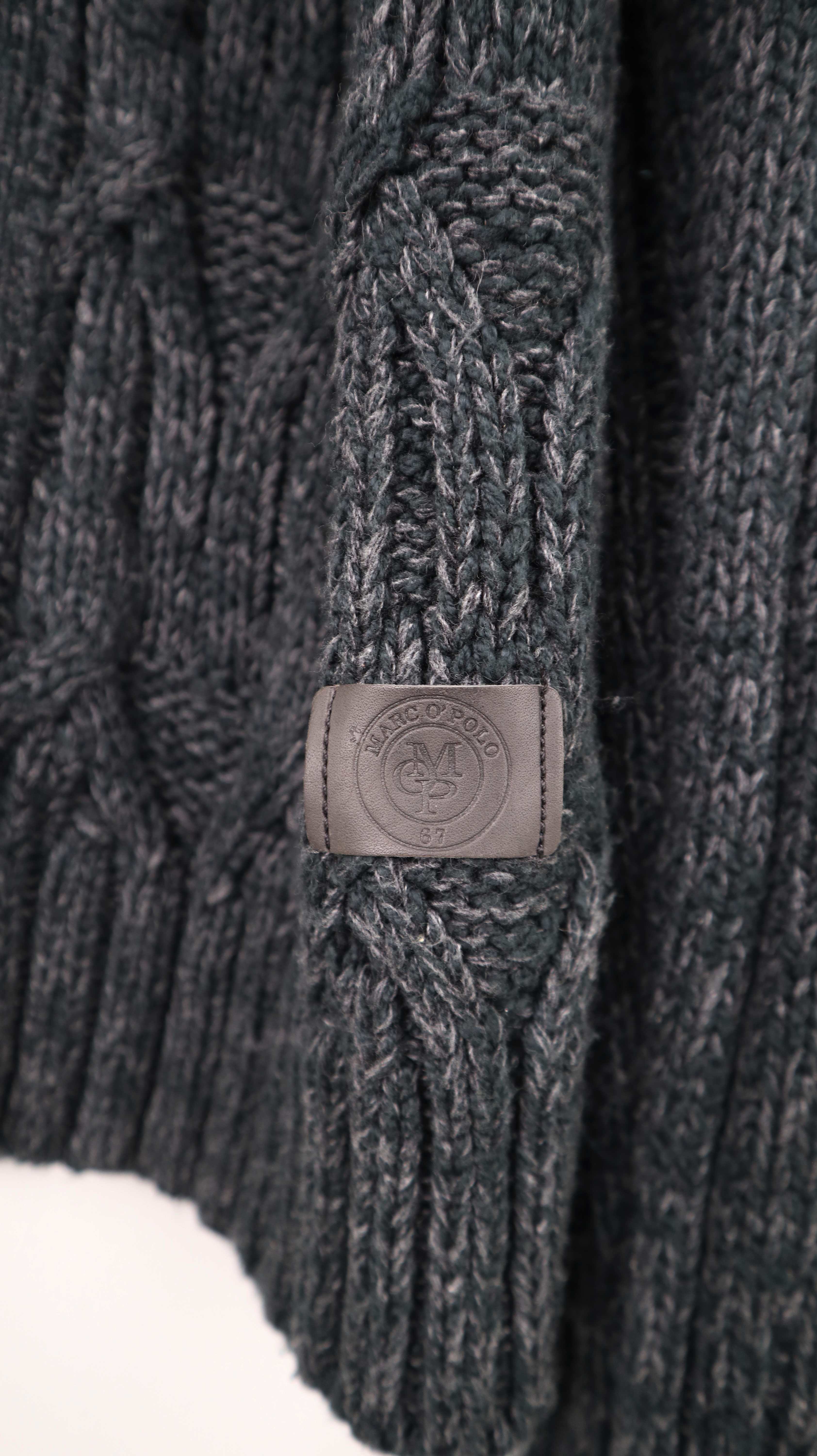 Marc O'Polo Strickjacke Cardigan Grau Zopfmuster Wolle M Cardigan genöpft