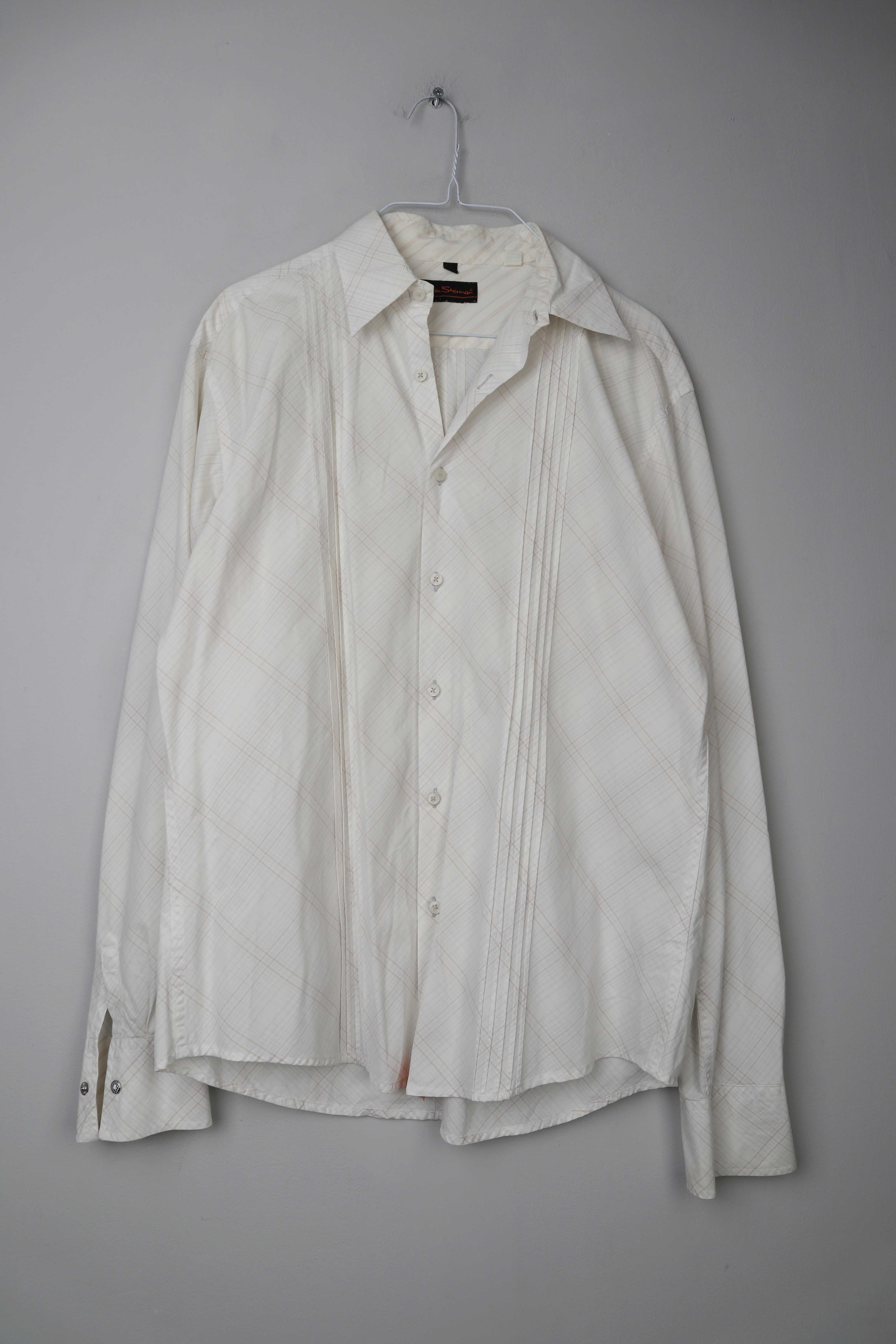 Ben Sherman Hemd Shirt 90s L M weiß kariert creme Y2K