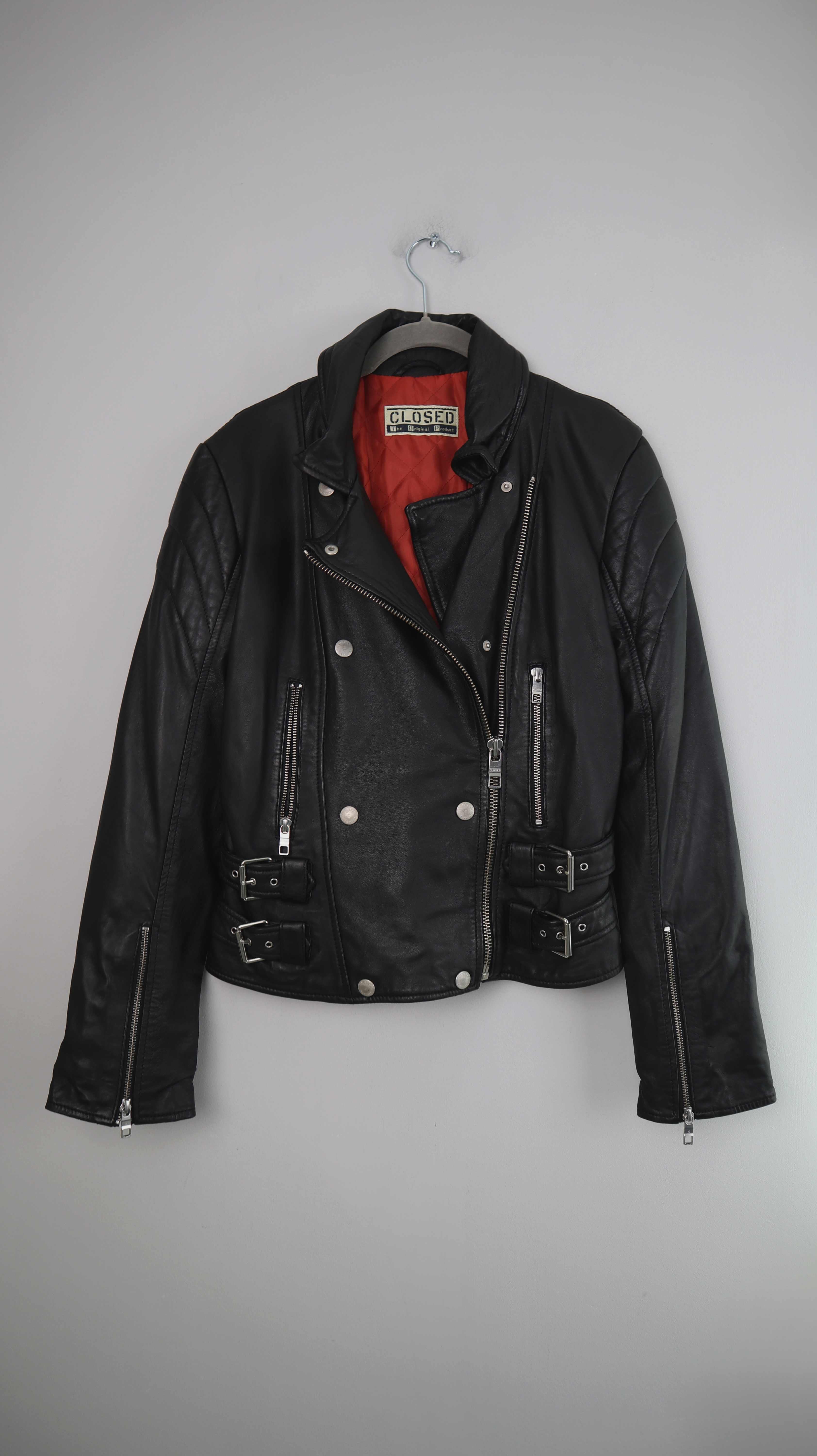 Closed Lederjacke Schwarz Jacke 36 S Bikerjacke Leder basic