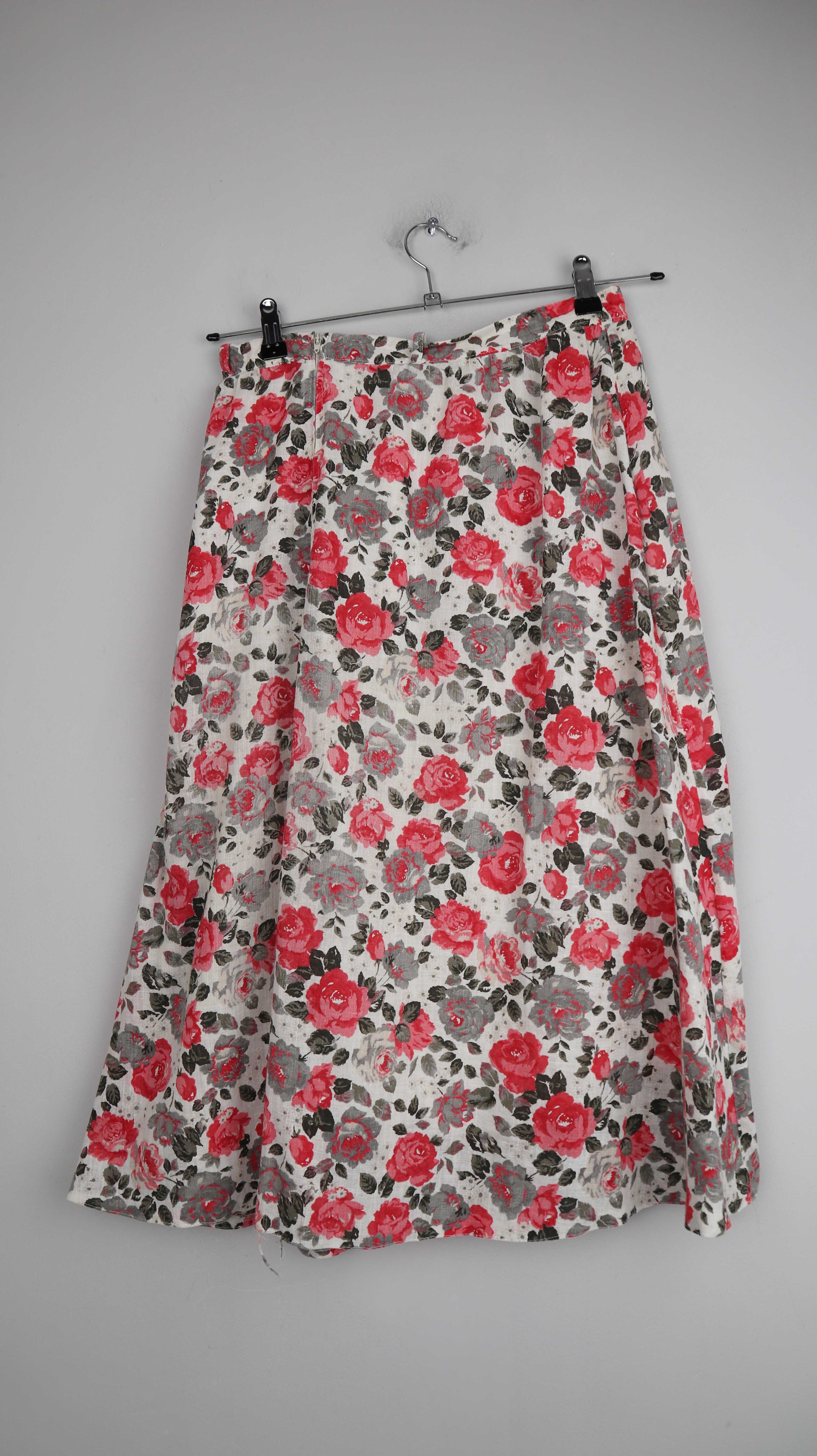 True Vintage Rock Midirock Midi rosa beige Blumen Sommerrock