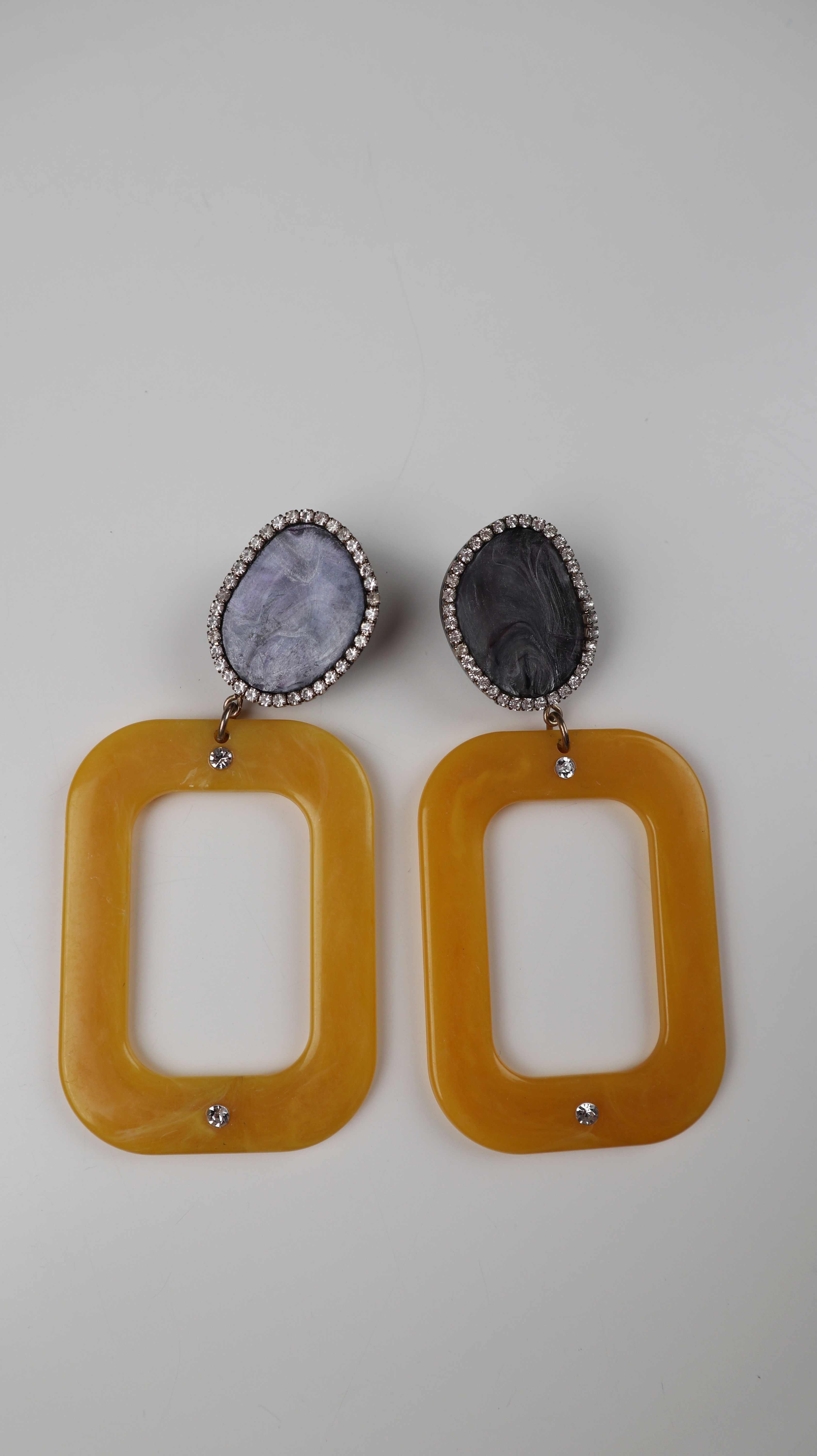 Zara Ohrringe groß Gelb Statementohrringe eckig