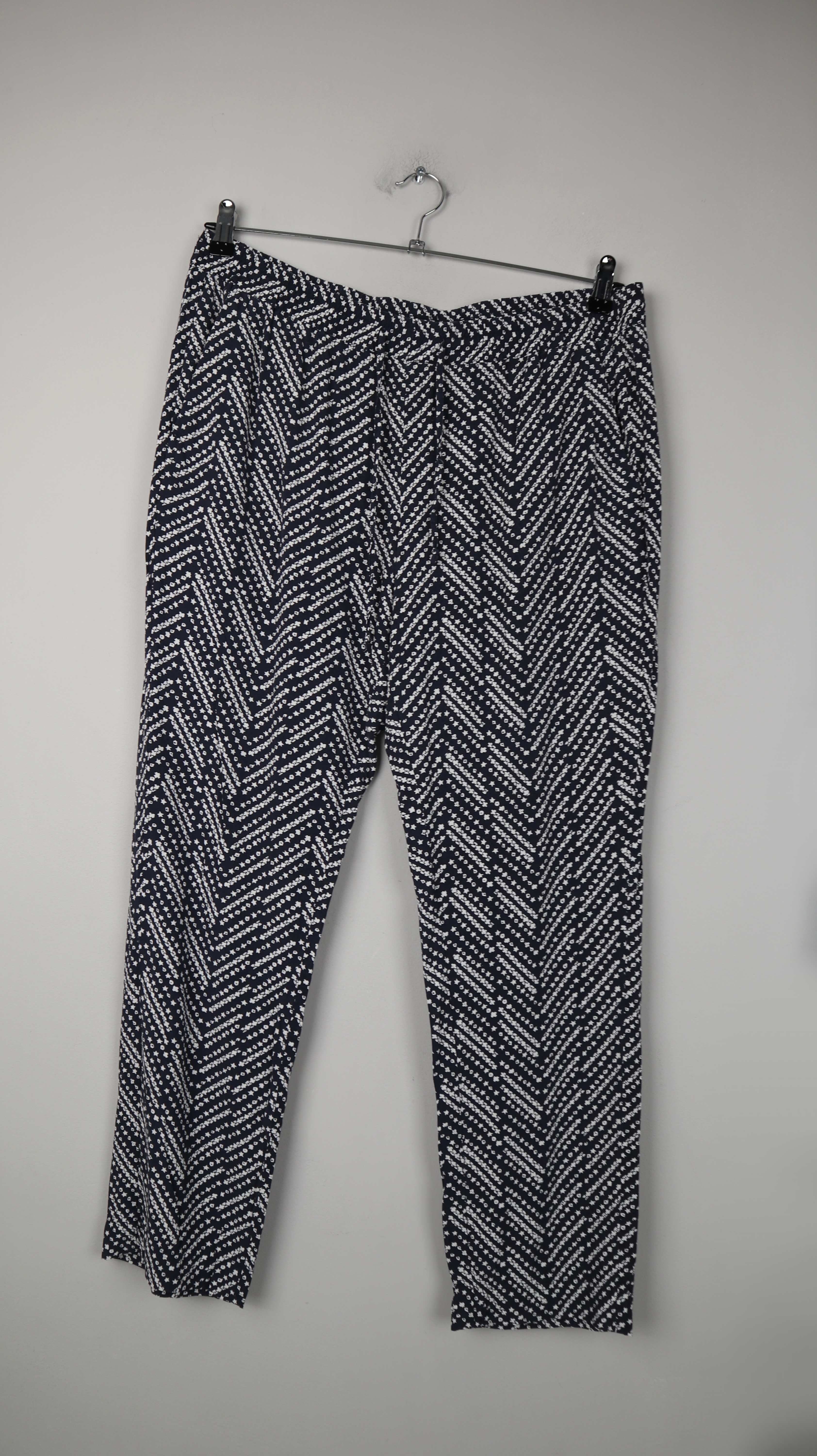 Tommy Hilfiger Hose blau weiß gemustert 12 40 L 42 Stoffhose Chino Haremshose