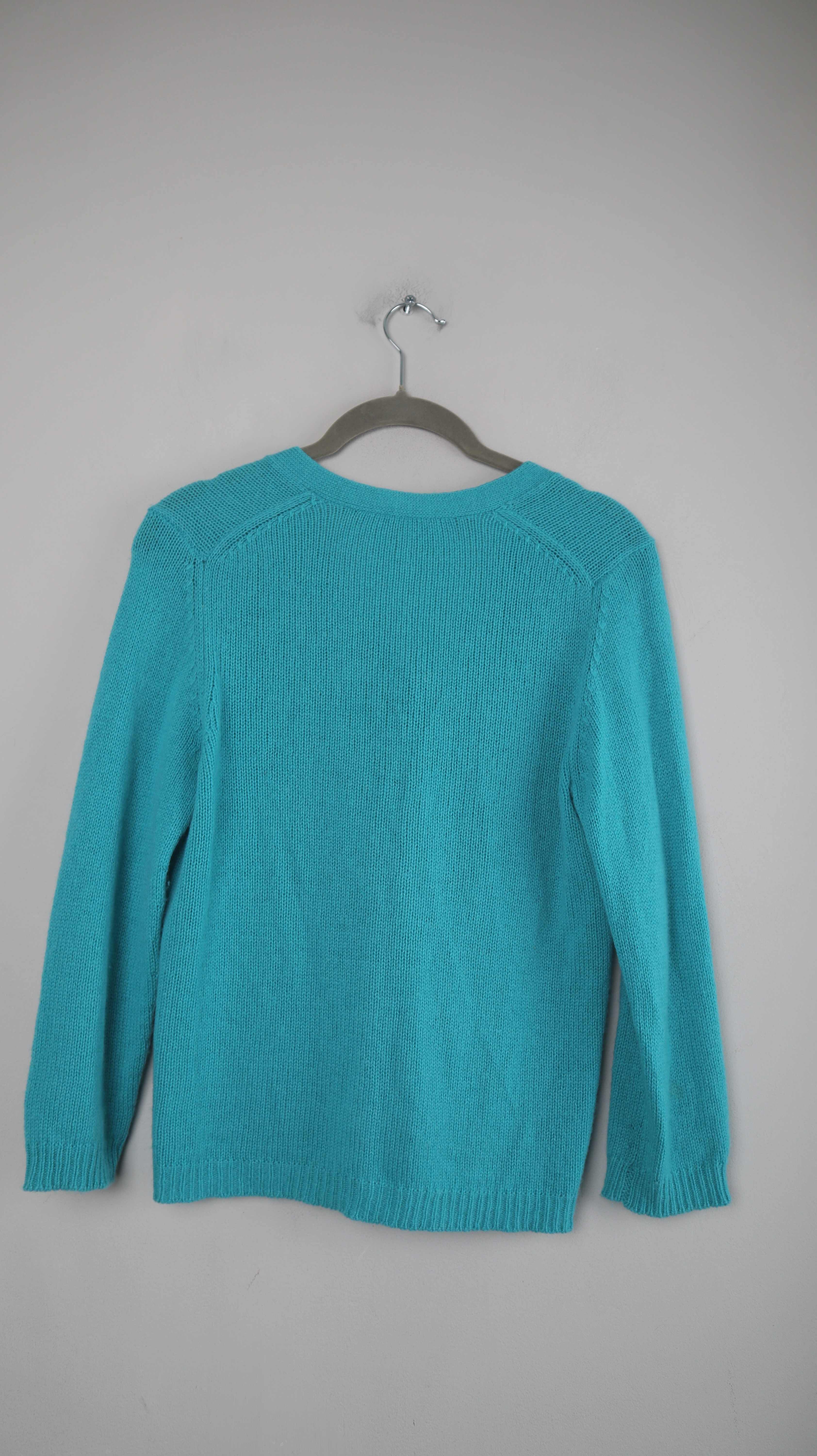 Cardigan Strickjacke Türkis Blau gestrickt basic einfarbig Wolle S M