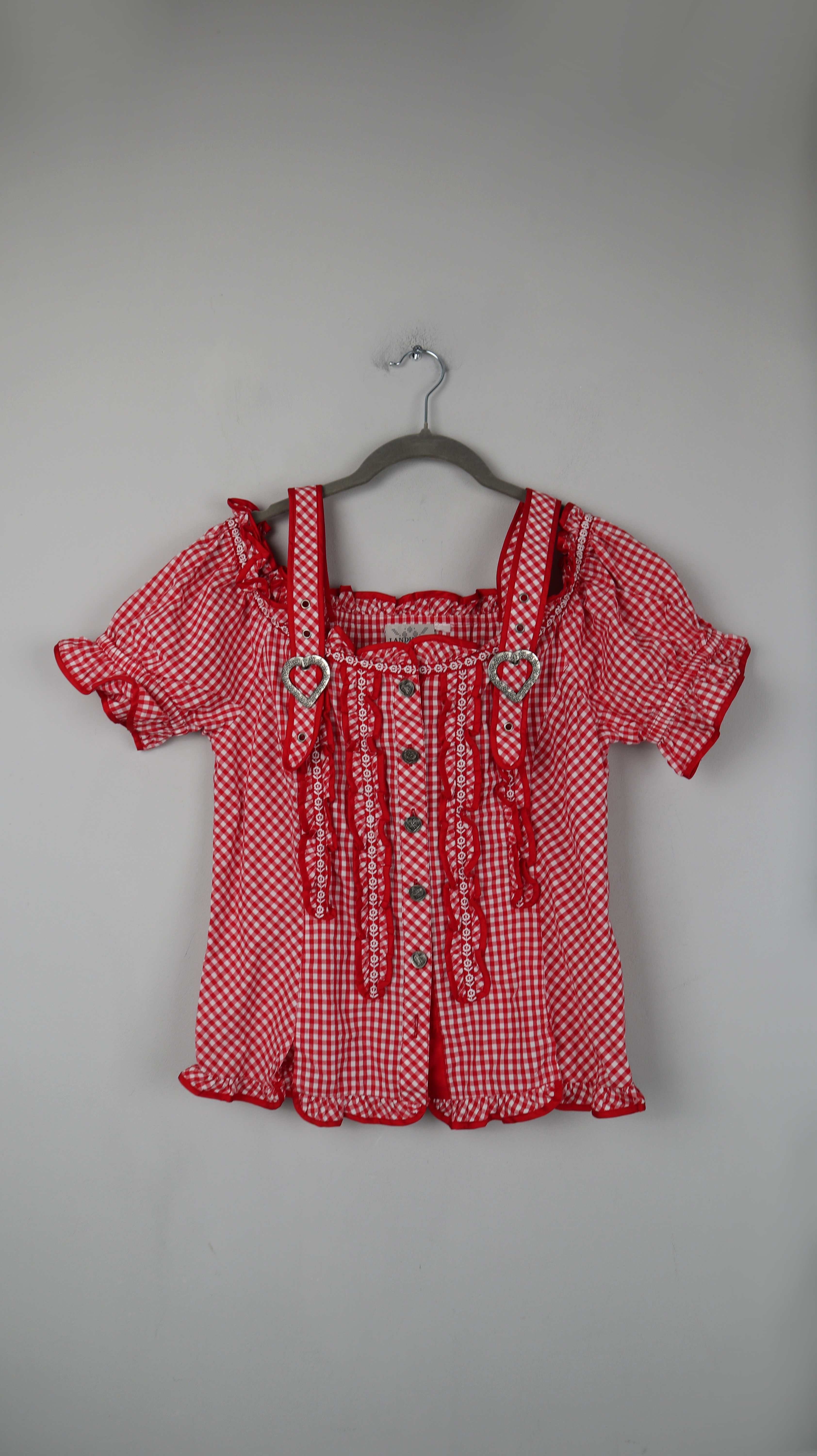 Landhaus Bluse rot weiß kariert 38 M 40 L Oktoberfest Wiesn