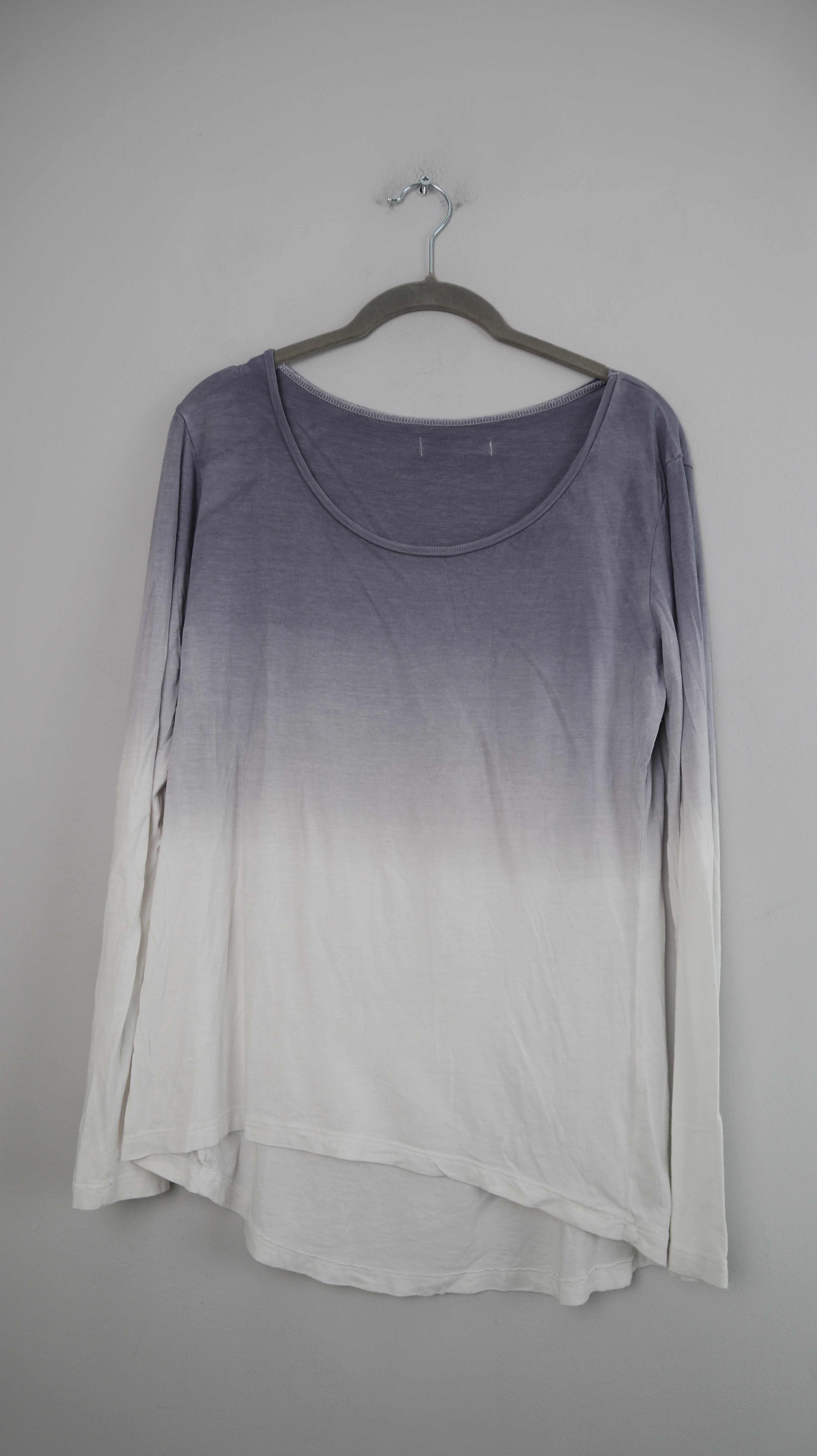 Longsleeve Shirt weiß grau 38 M batik Oberteil Baumwolle