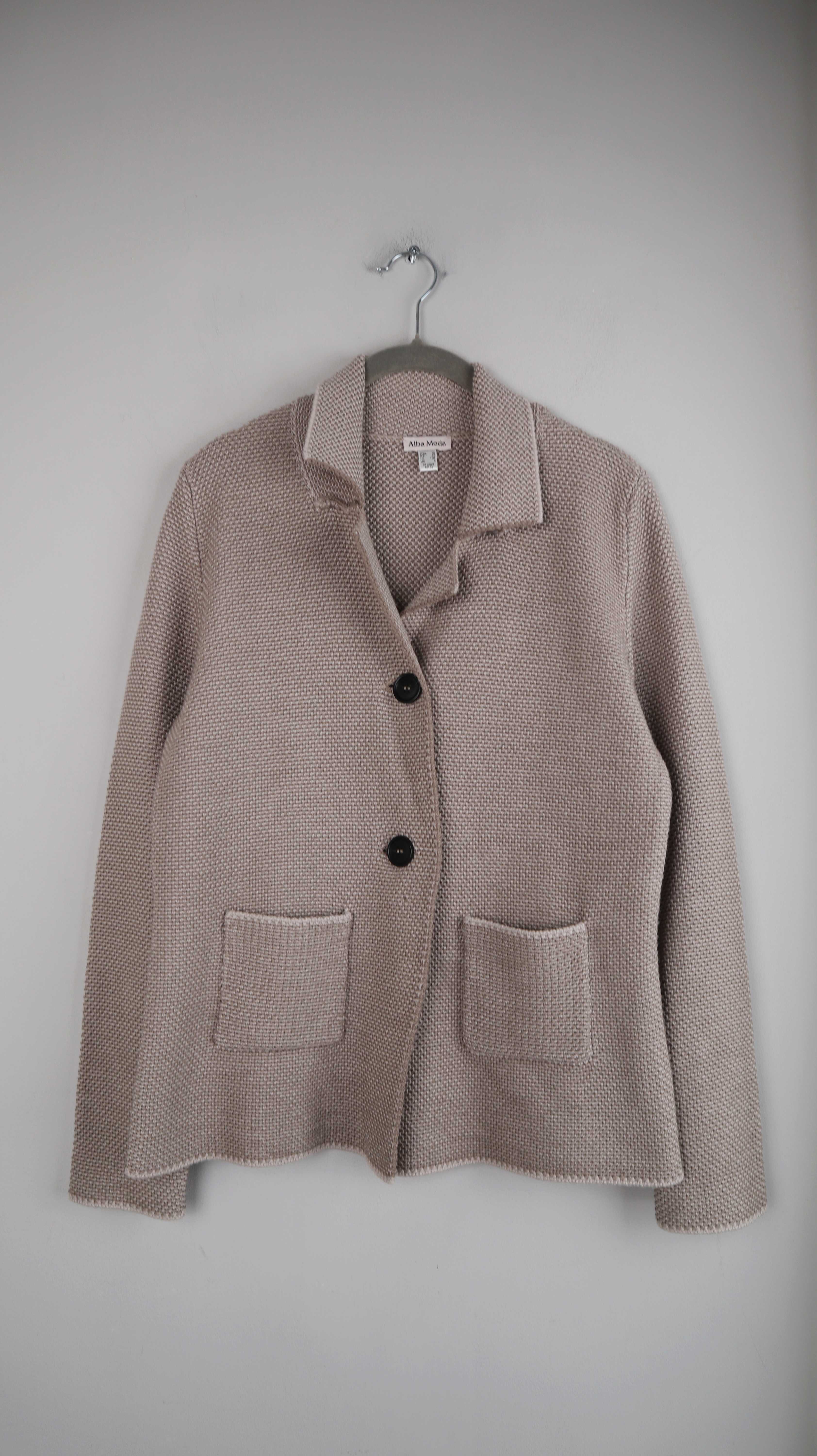 Alba Moda Jacke Strickjacke braun Beige 38 M Gestrickt Blazer
