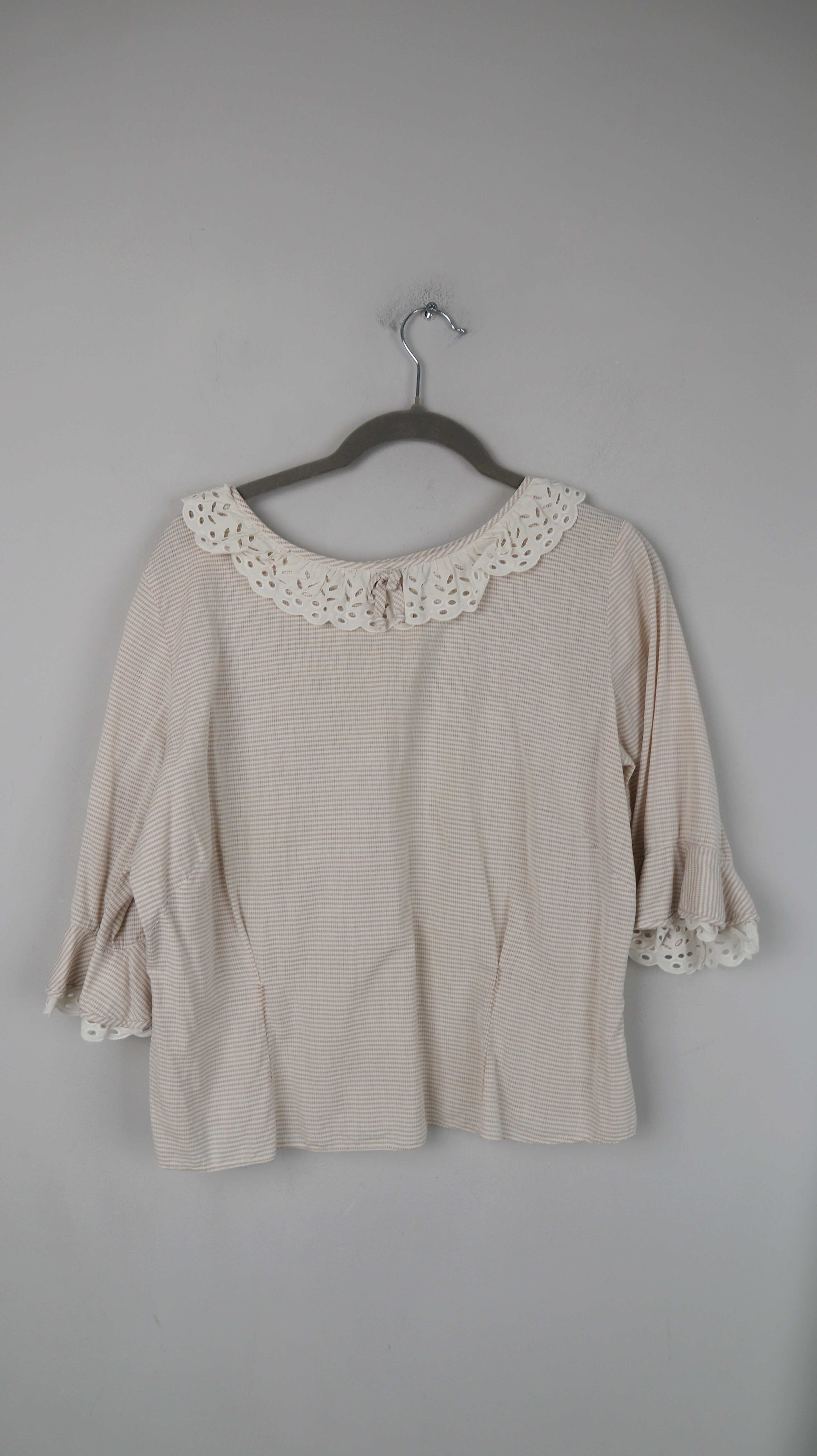 True Vintage Bluse Beige braun 38 M Schößchenbluse Oberteil