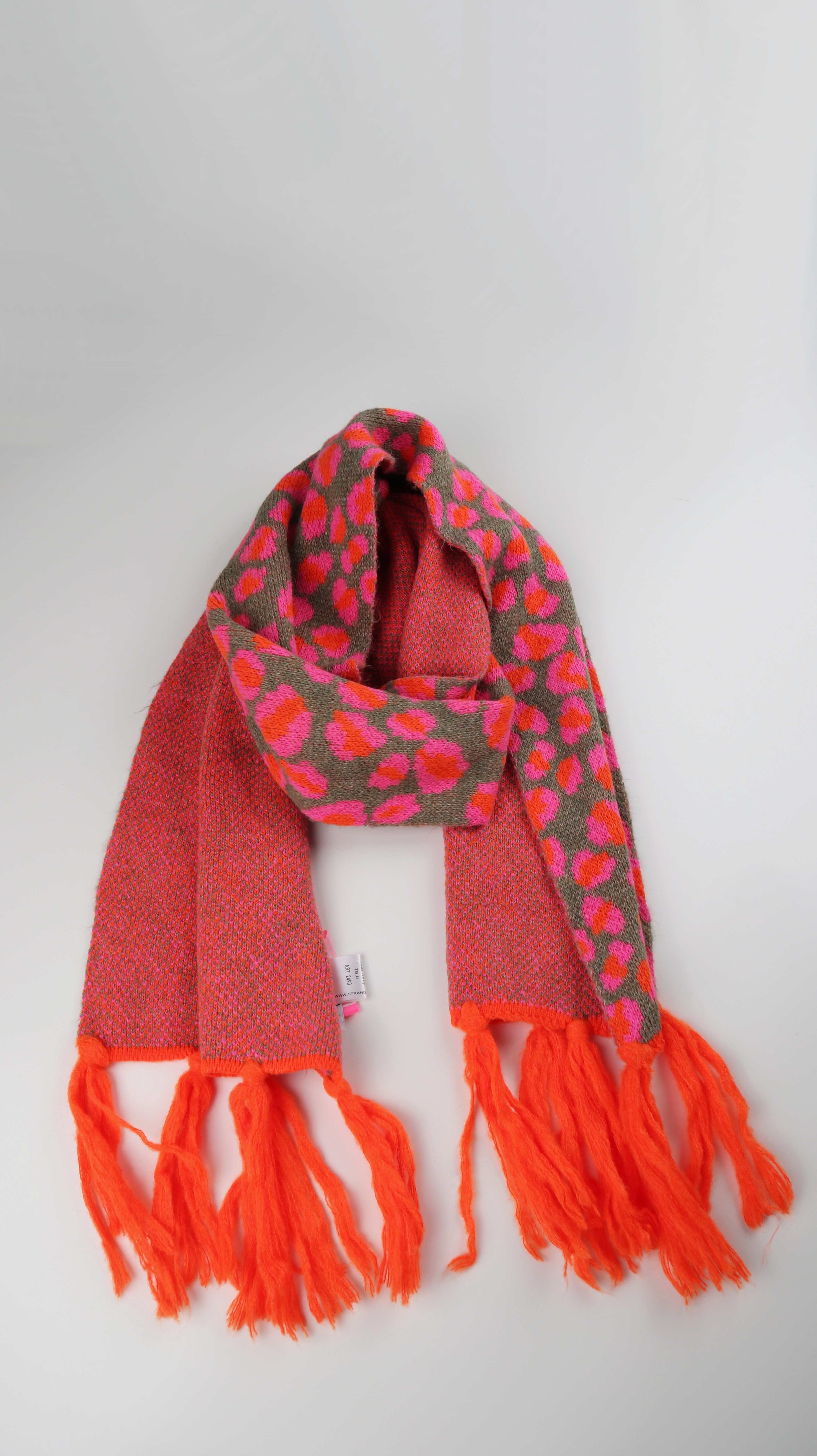 Strandmädchen Schal Neon Pink Orange Leo Tuch Fransenschal