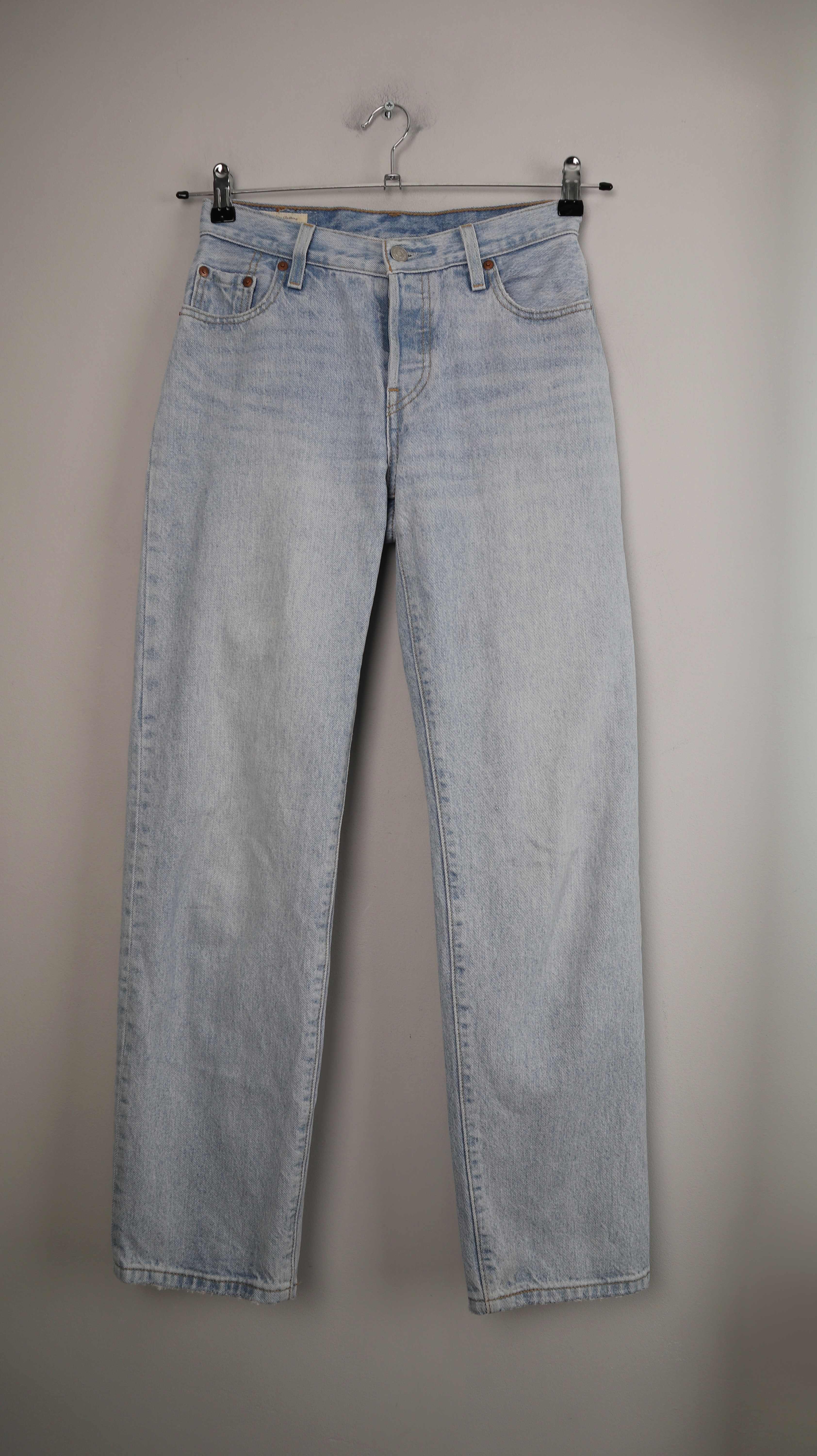Levis Jeans denim blau Hose 501 26 mid waist washed straight leg