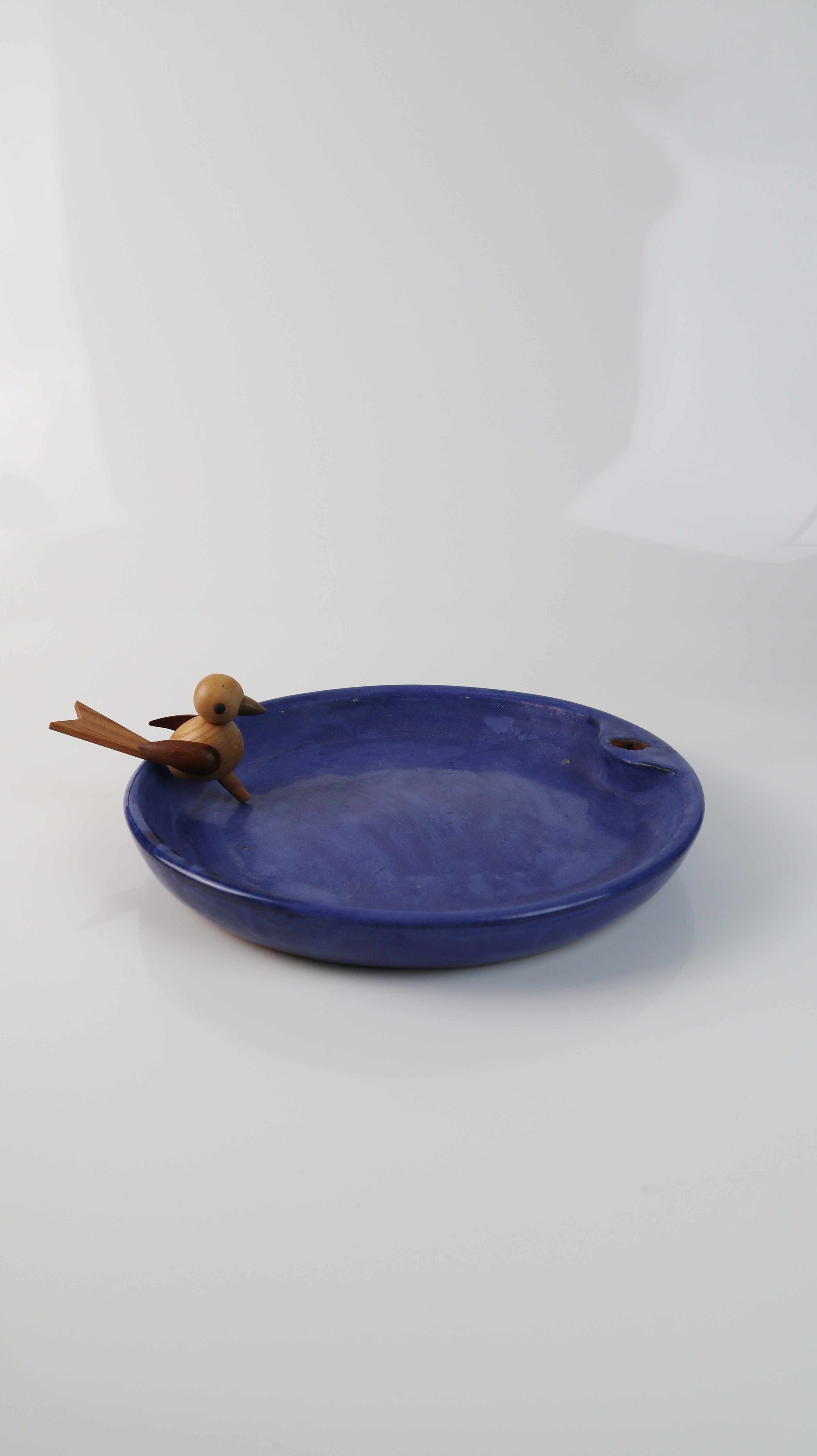 Vogeltränke Blau Schale Wasserschale Porzellan