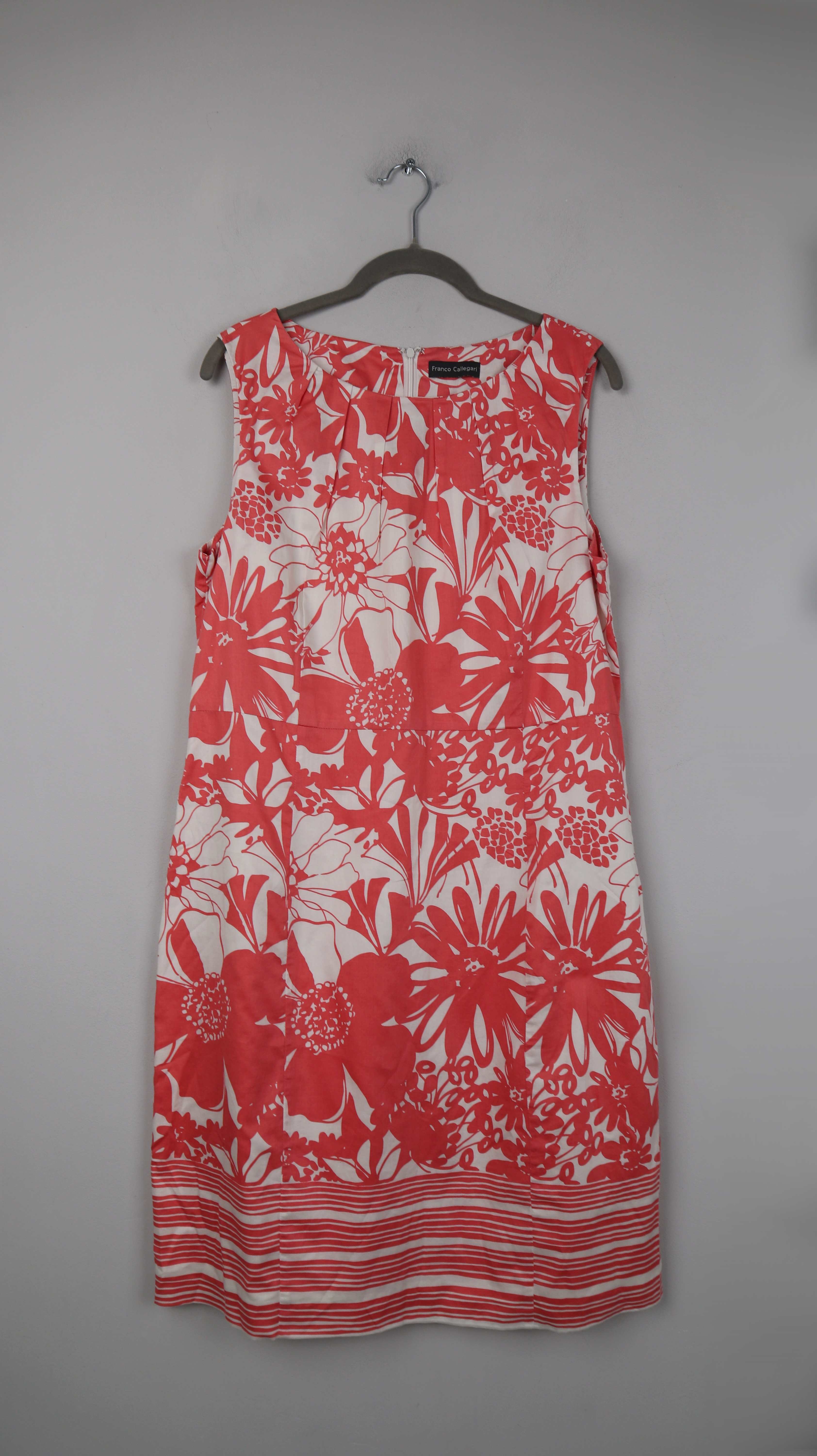 Franco Callegari Kleid Midi Midikleid Blumen Koralle 40 L 42 XL