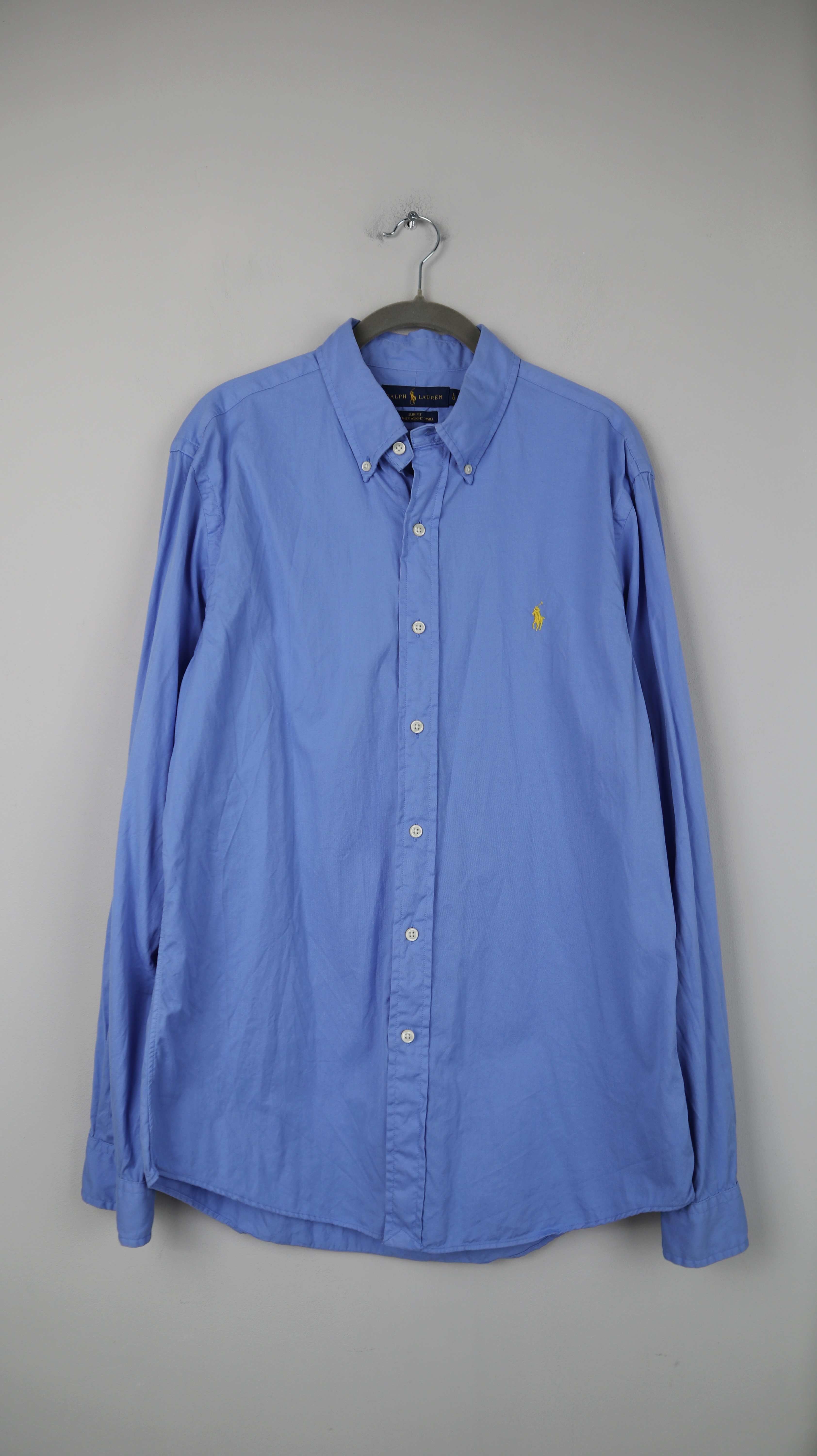 Ralph Lauren Hemd Blau L slim fit Gelb Feather Weight Twill Shirt Oberteil einfarbig