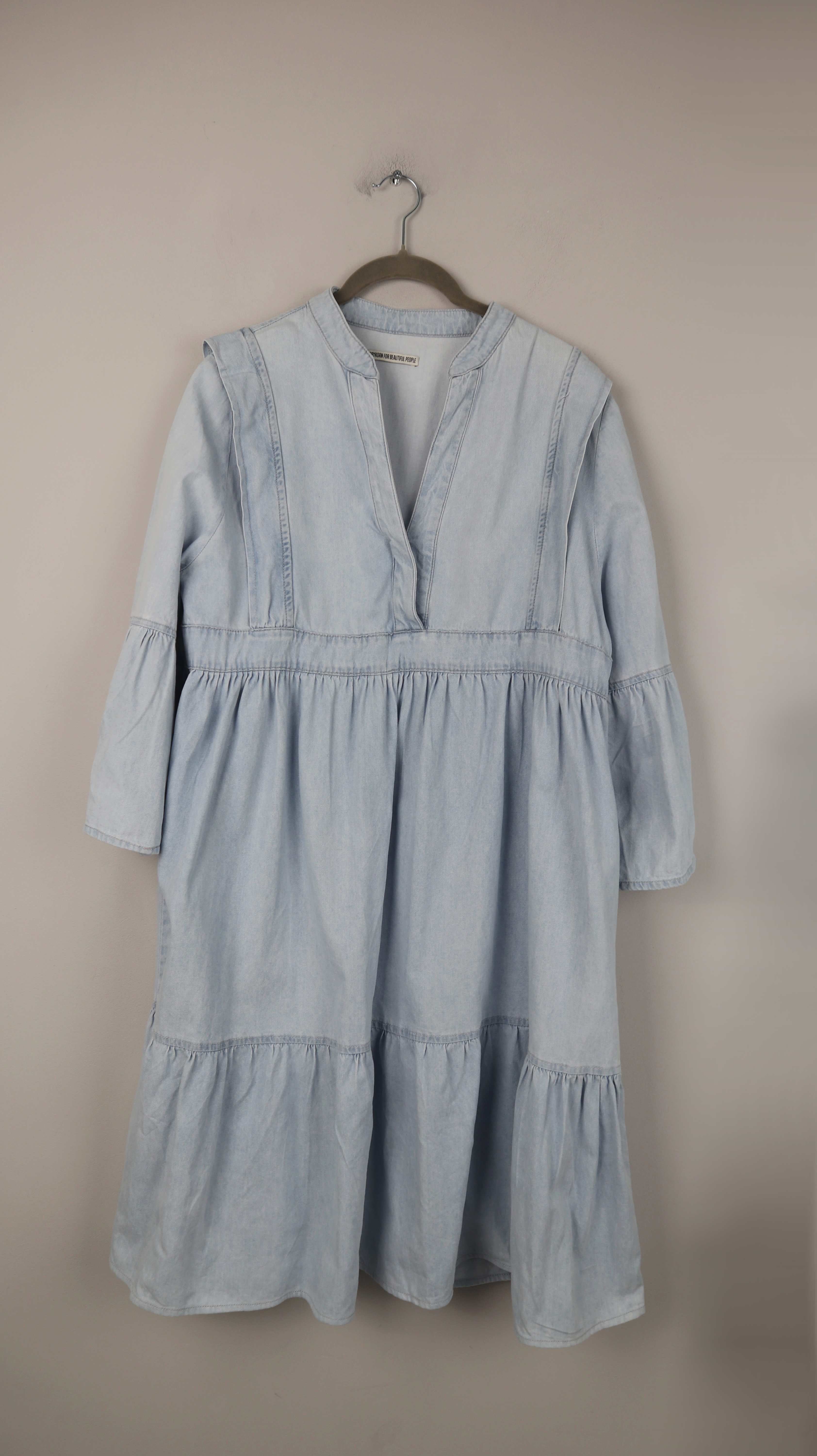 Drykorn Kleid Jeanskleid 40 L denim blau hellblau Midi Midikleid