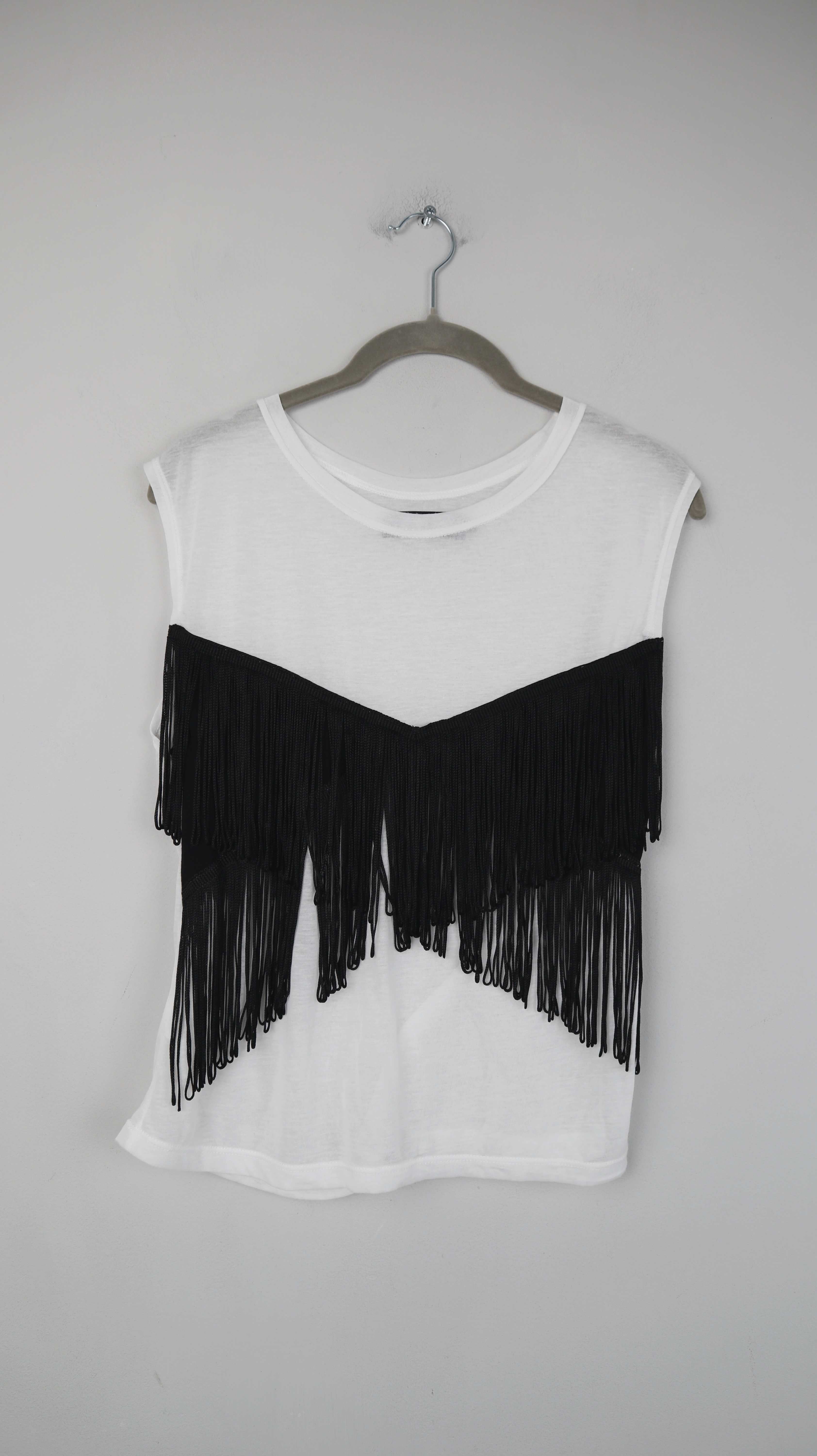 Ay not dead Top Shirt weiß Fransen 36 S Cowboy Fransenshirt