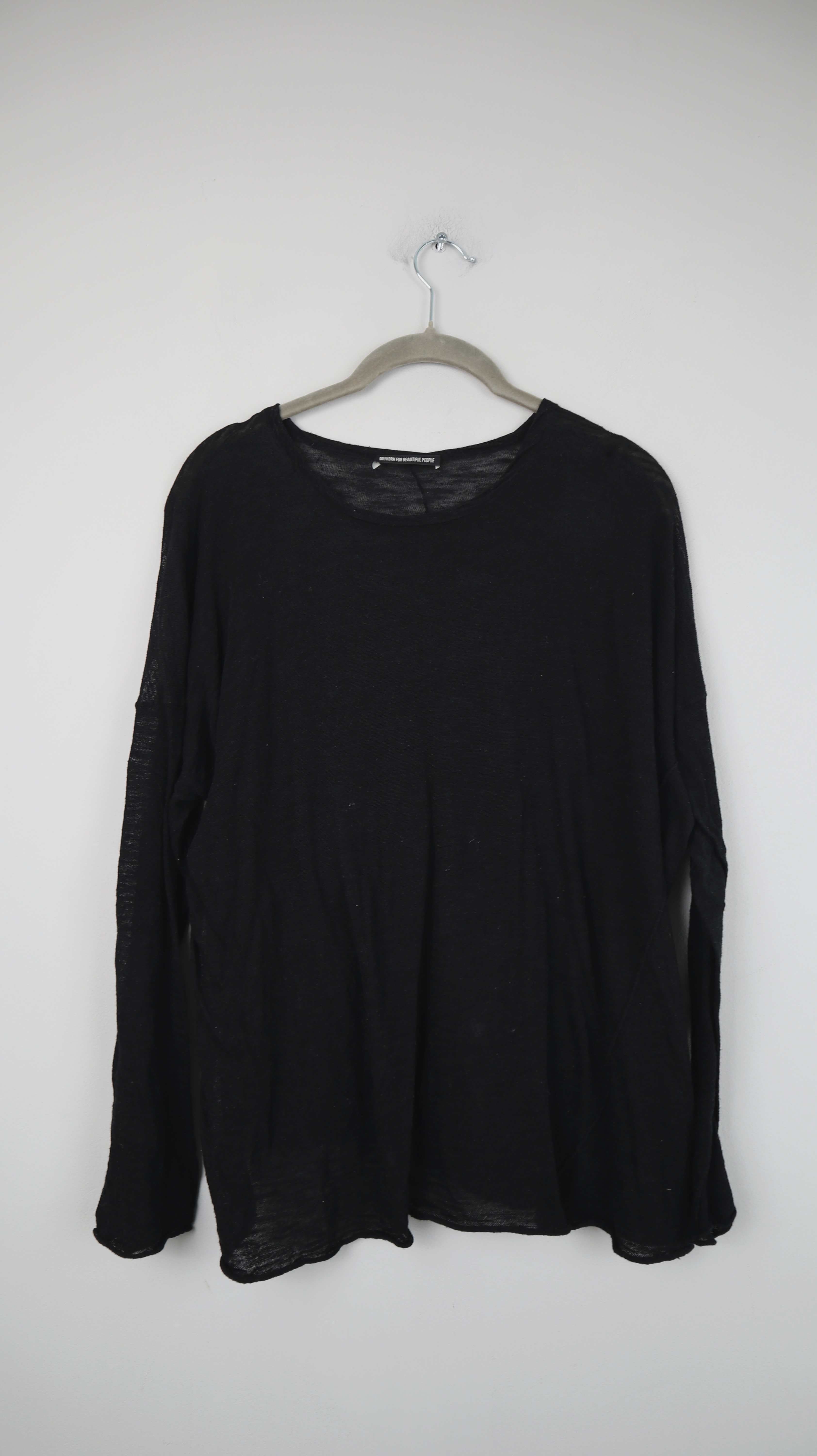 Drykorn Shirt Pullover Oberteil schwarz 40 L Leinen Leinenshirt Longsleeve