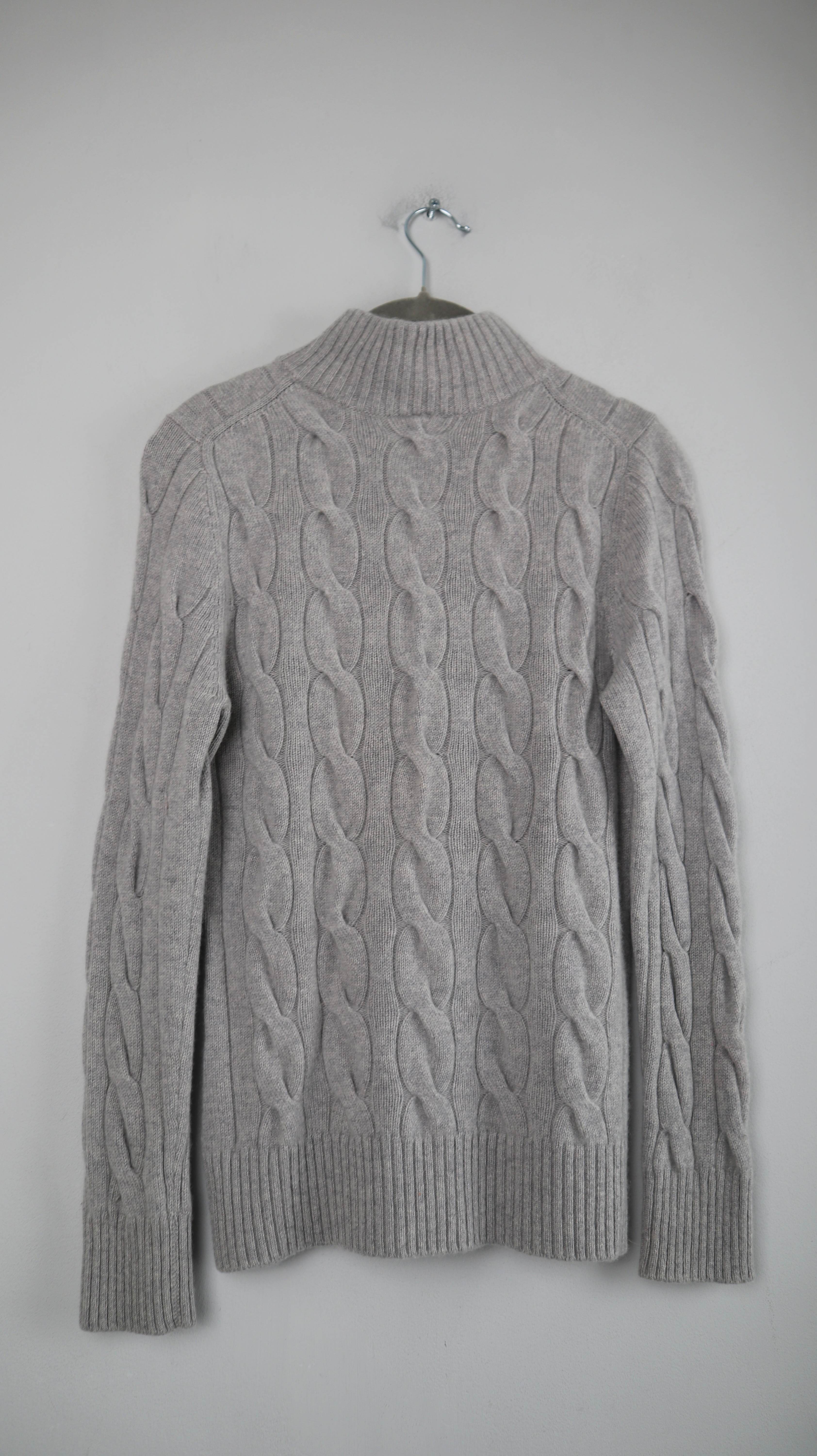 Unger Hamburg Strickjacke Zipper Grau 38 M Zopfmuster Cashmere