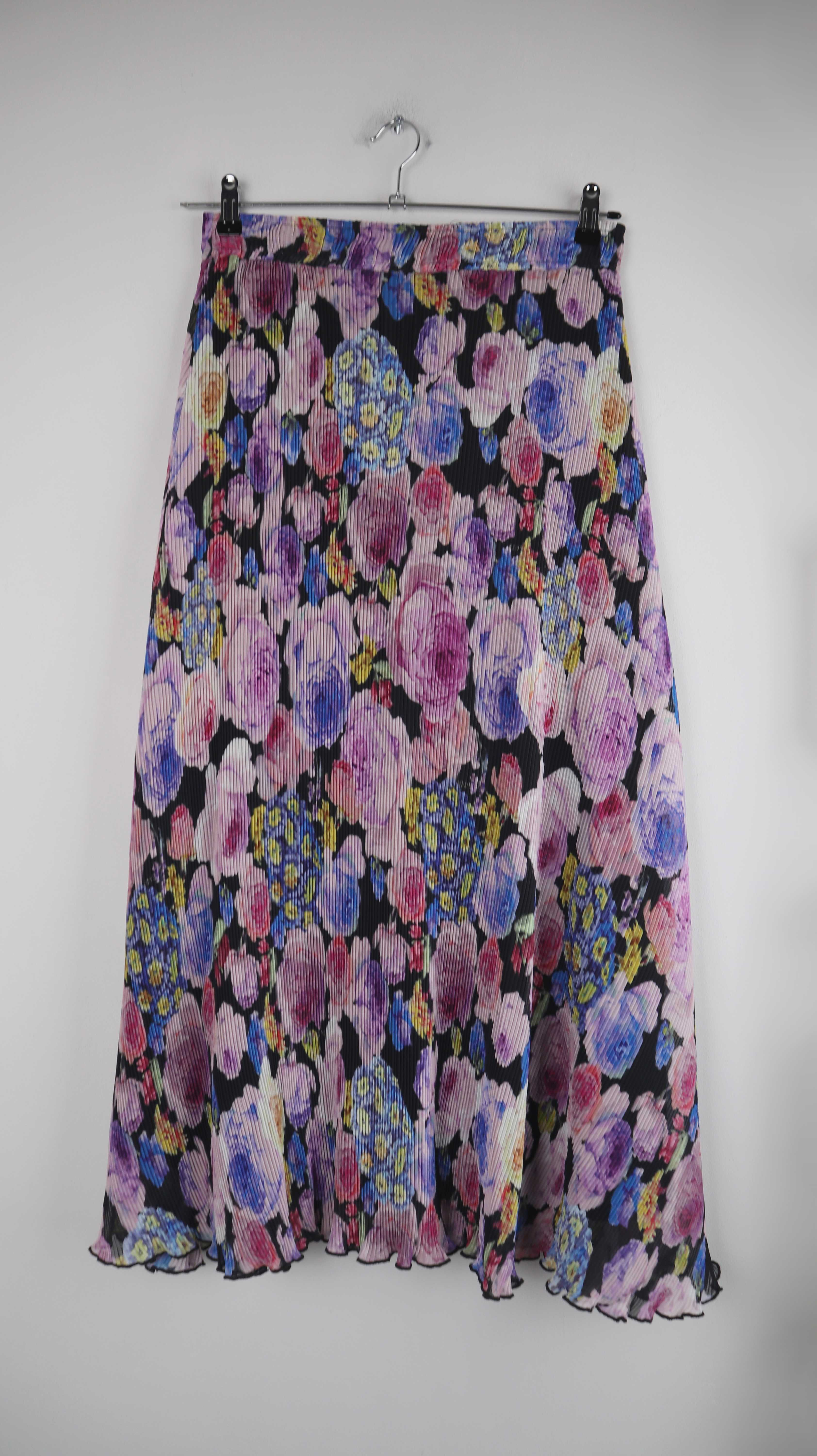 Ganni Rock Faltenrock Midi Midirock 38 M Sommerrock lila Blumen floral