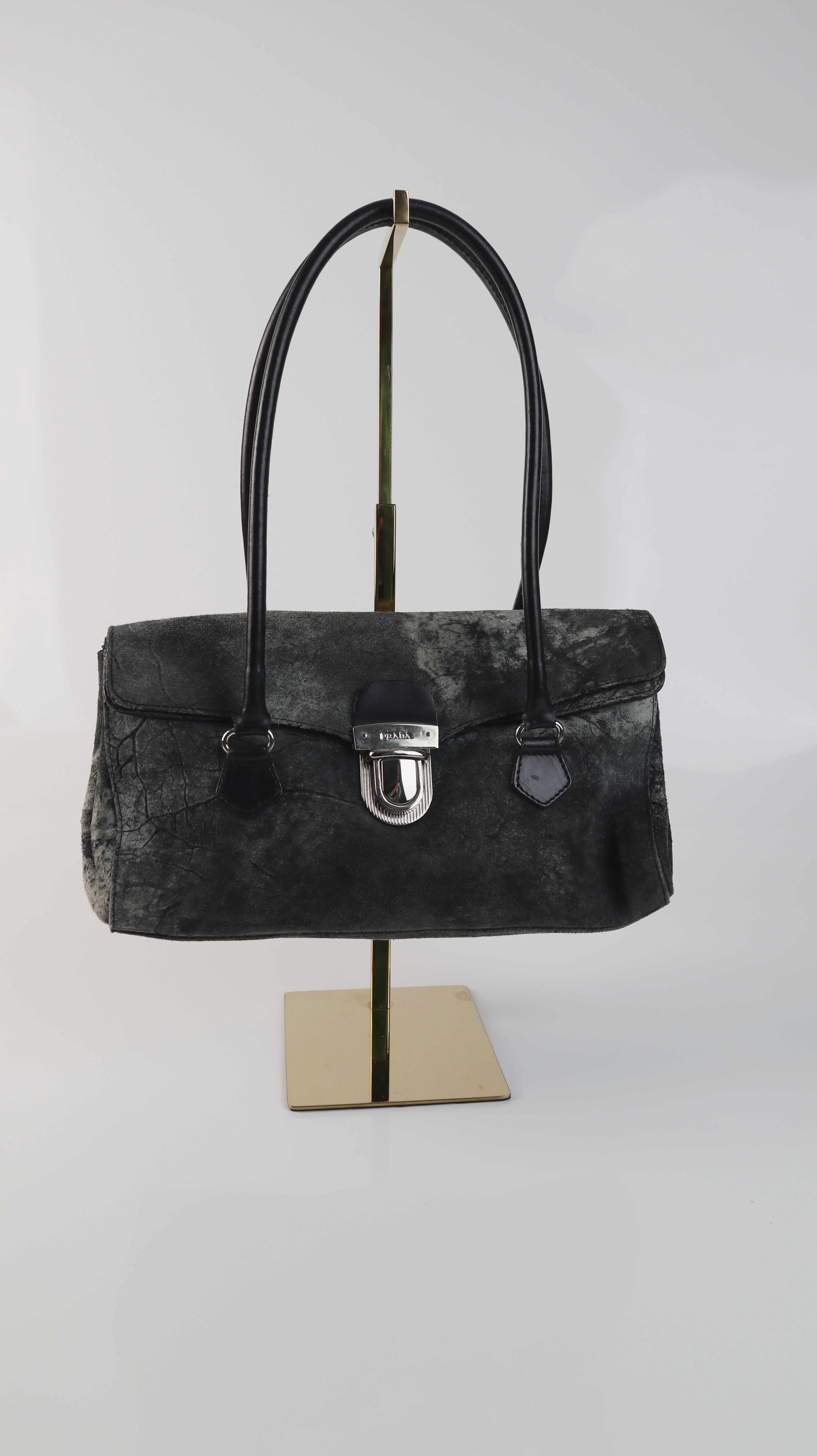 Prada Tasche Handtasche Grün Grau Baguette Bag 90s