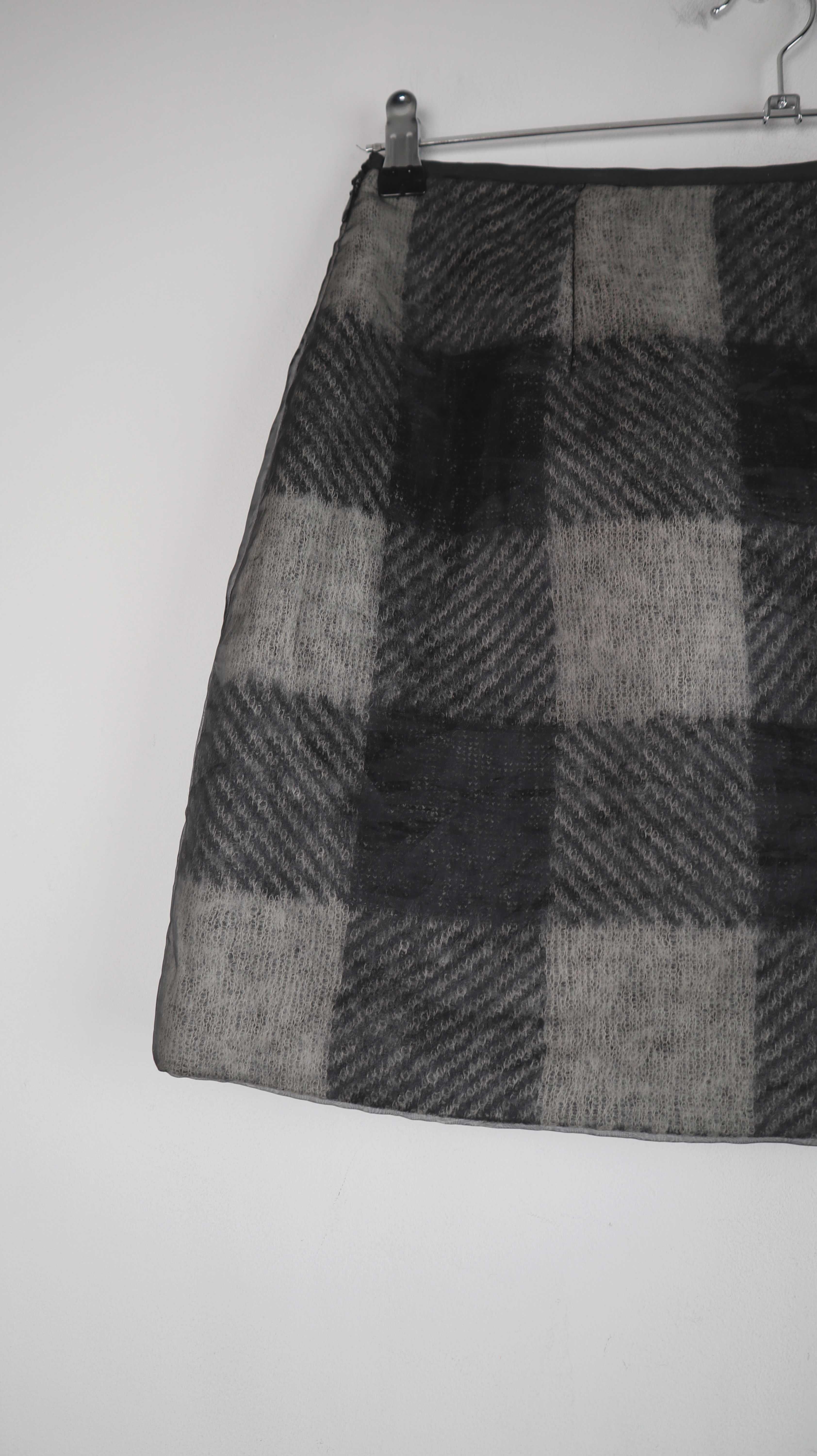 Marc Cain Rock grau schwarz 40 L Wolle Wollrock kariert