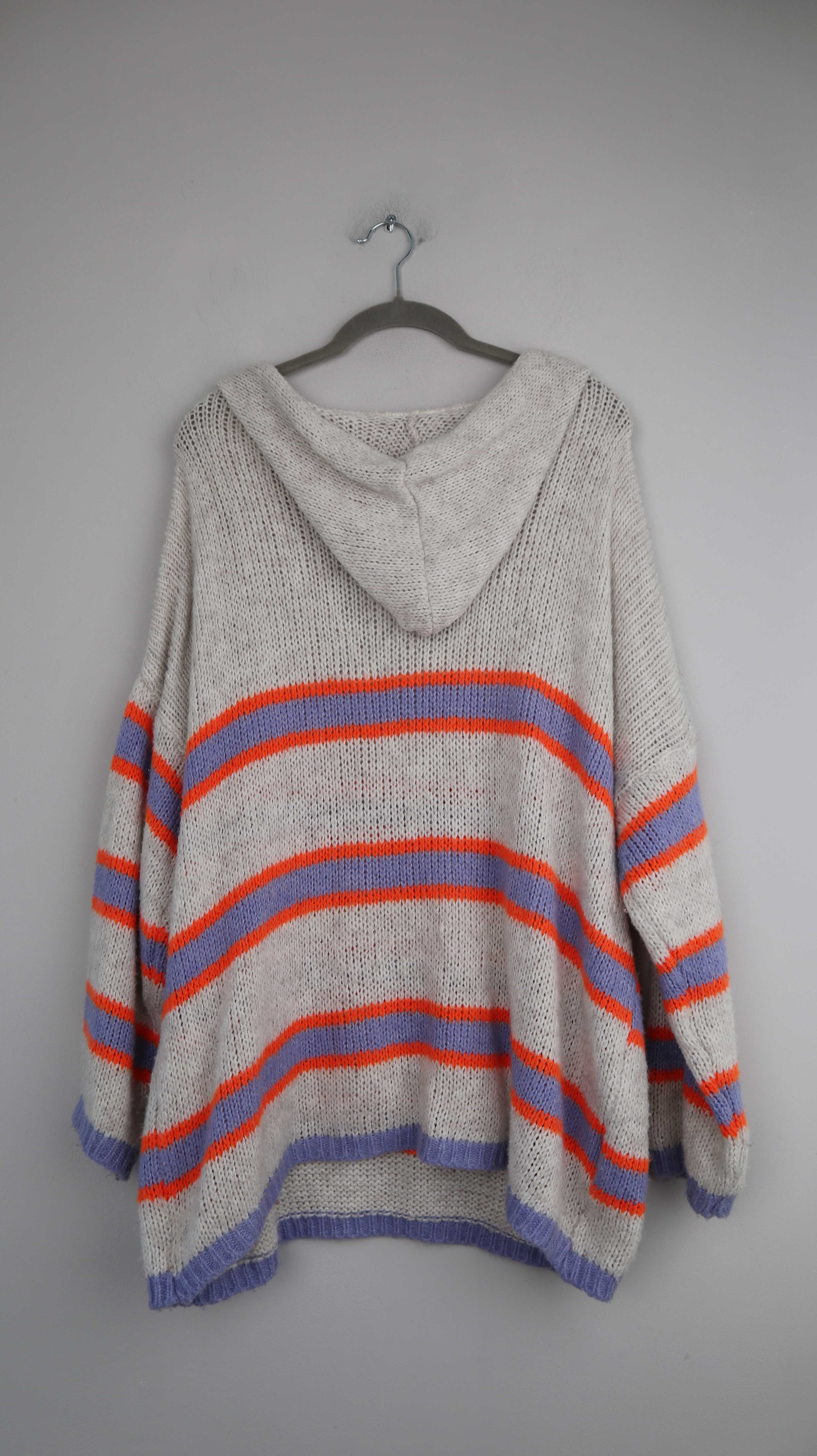 Flair Pullover grau gestreift 38 M Kapuzenpullover Wolle Strickpullover Streifen