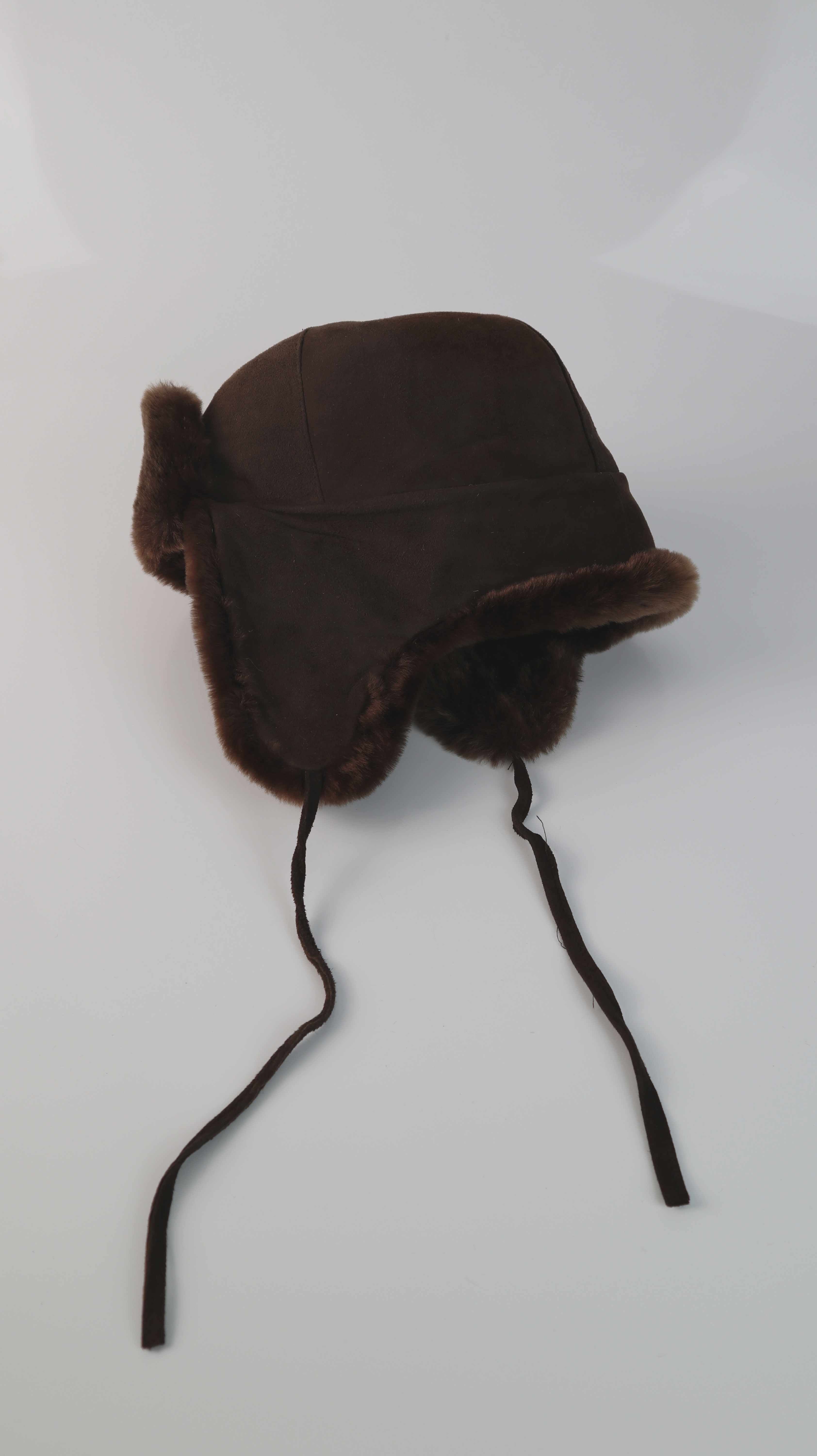 Trapper Hat Braun Fellmütze Pilotenmütze Wintermütze Shapka