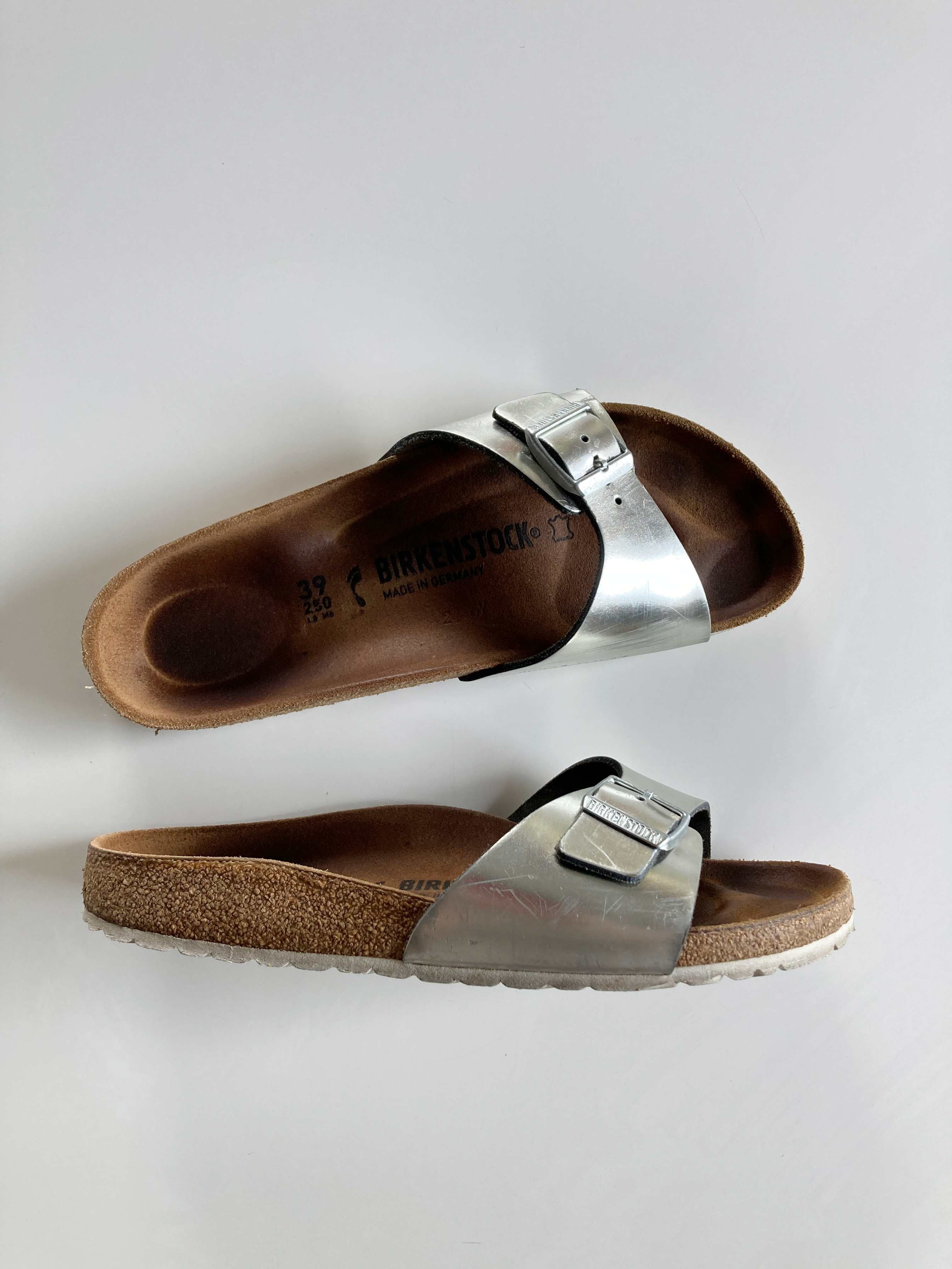 Birkenstock Slipper Silber Pantoletten Sandalen Madrid 39