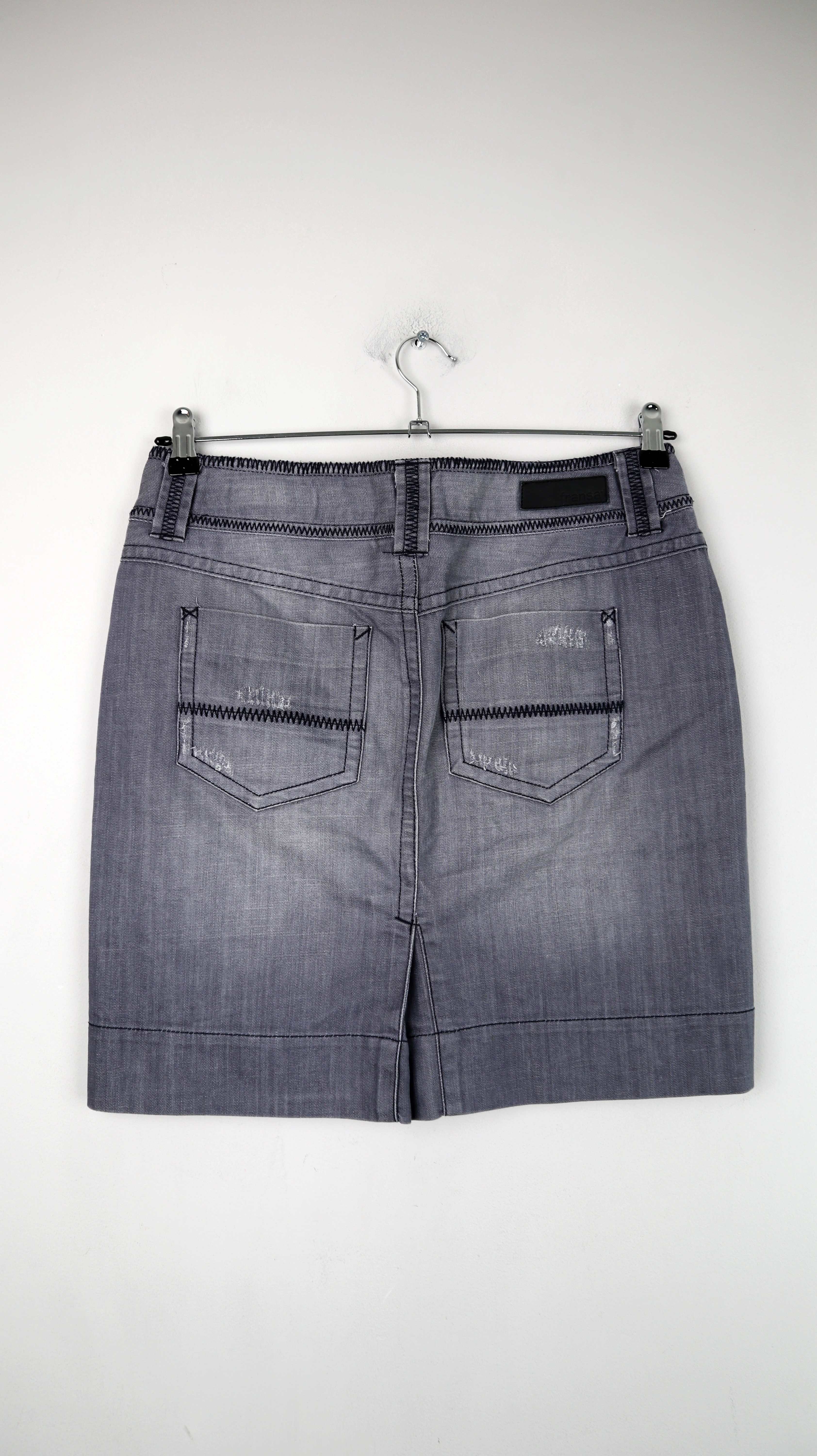 Fransa Jeans Rock 38 M Grau Hellgrau midi Midirock washed Stiftrock