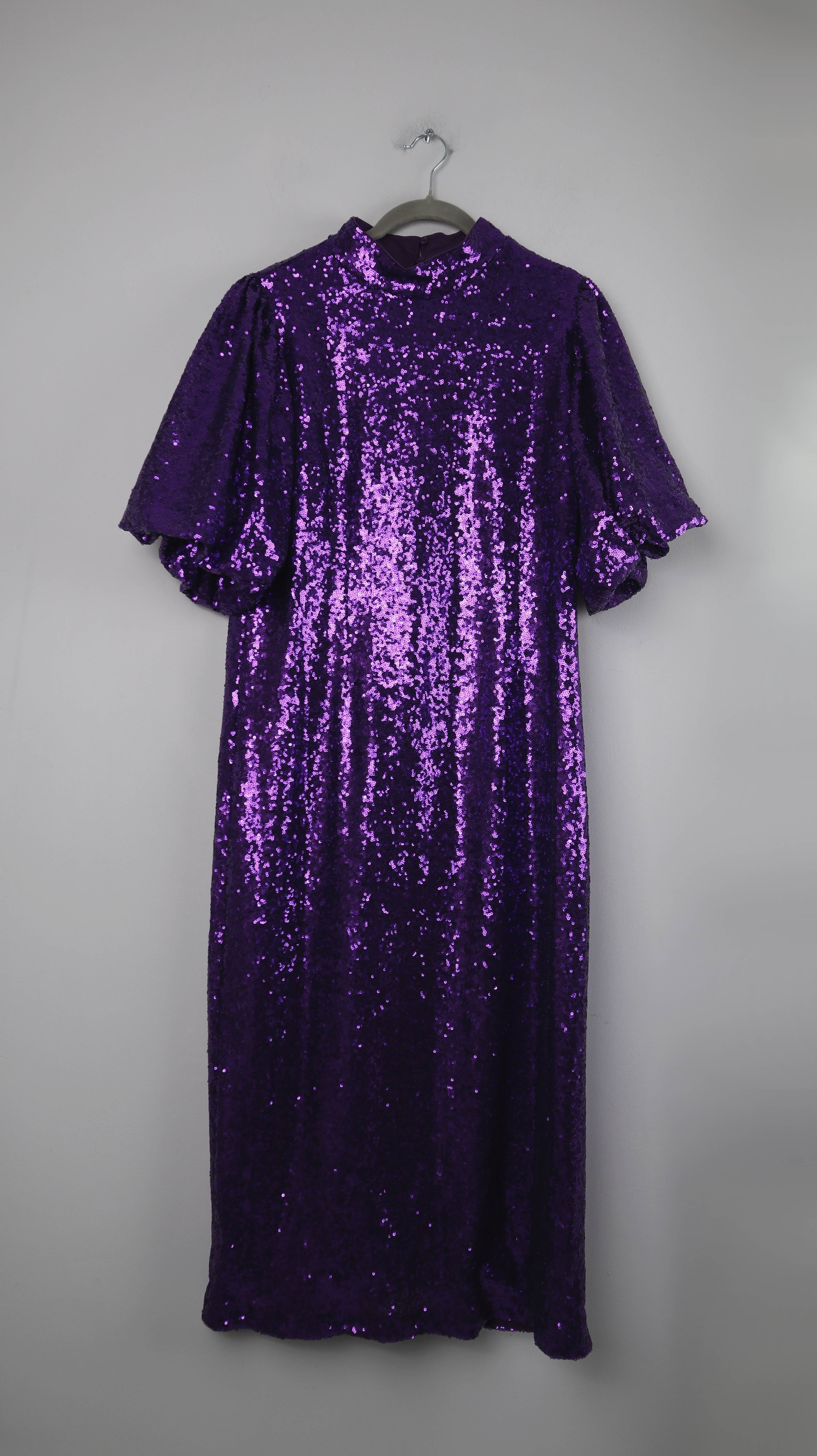 Selected Femme Kleid Lang Lila 44 Pailettenkleid Maxi Maxikleid Abendkleid