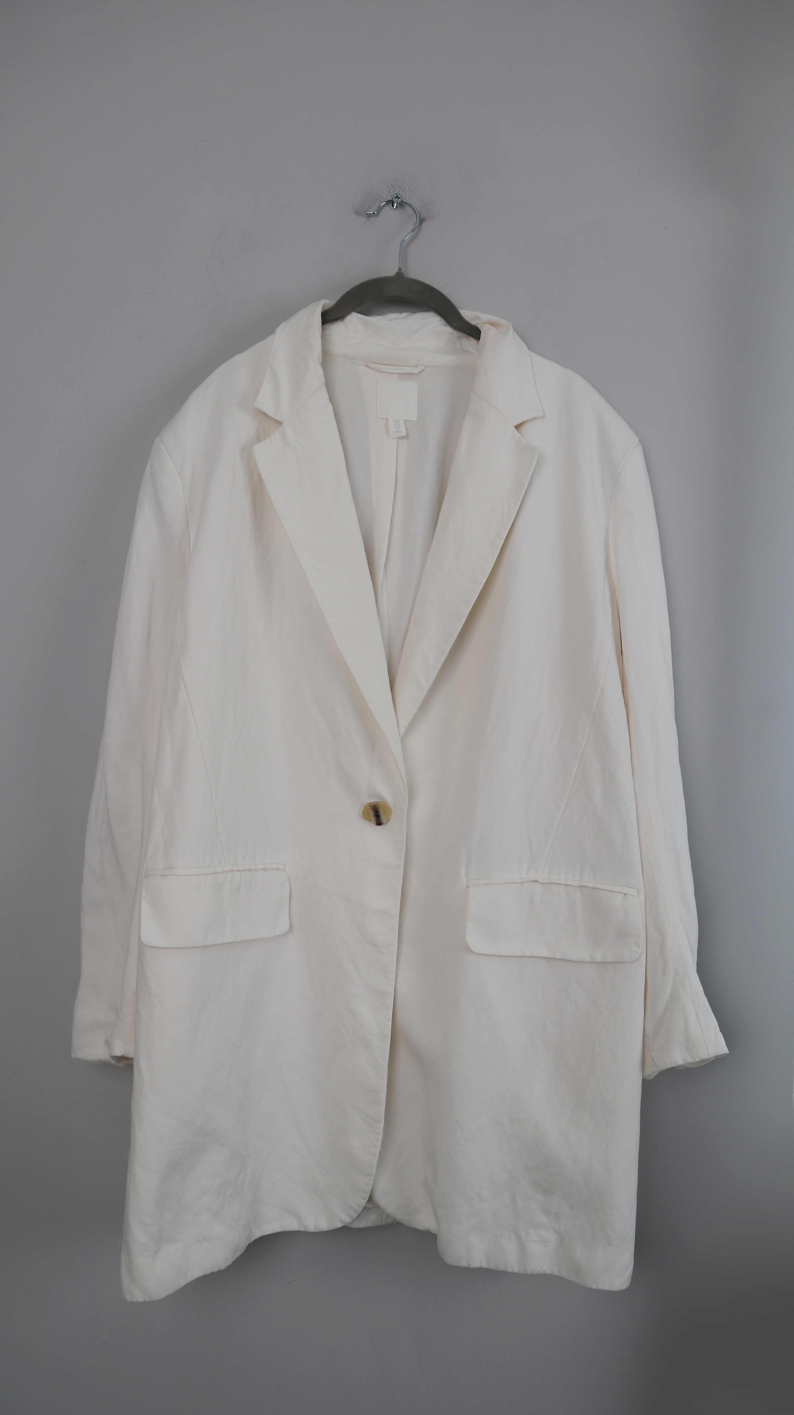 H&M Blazer Weiß 38 M oversized Leinen Leinenblazer Jacke
