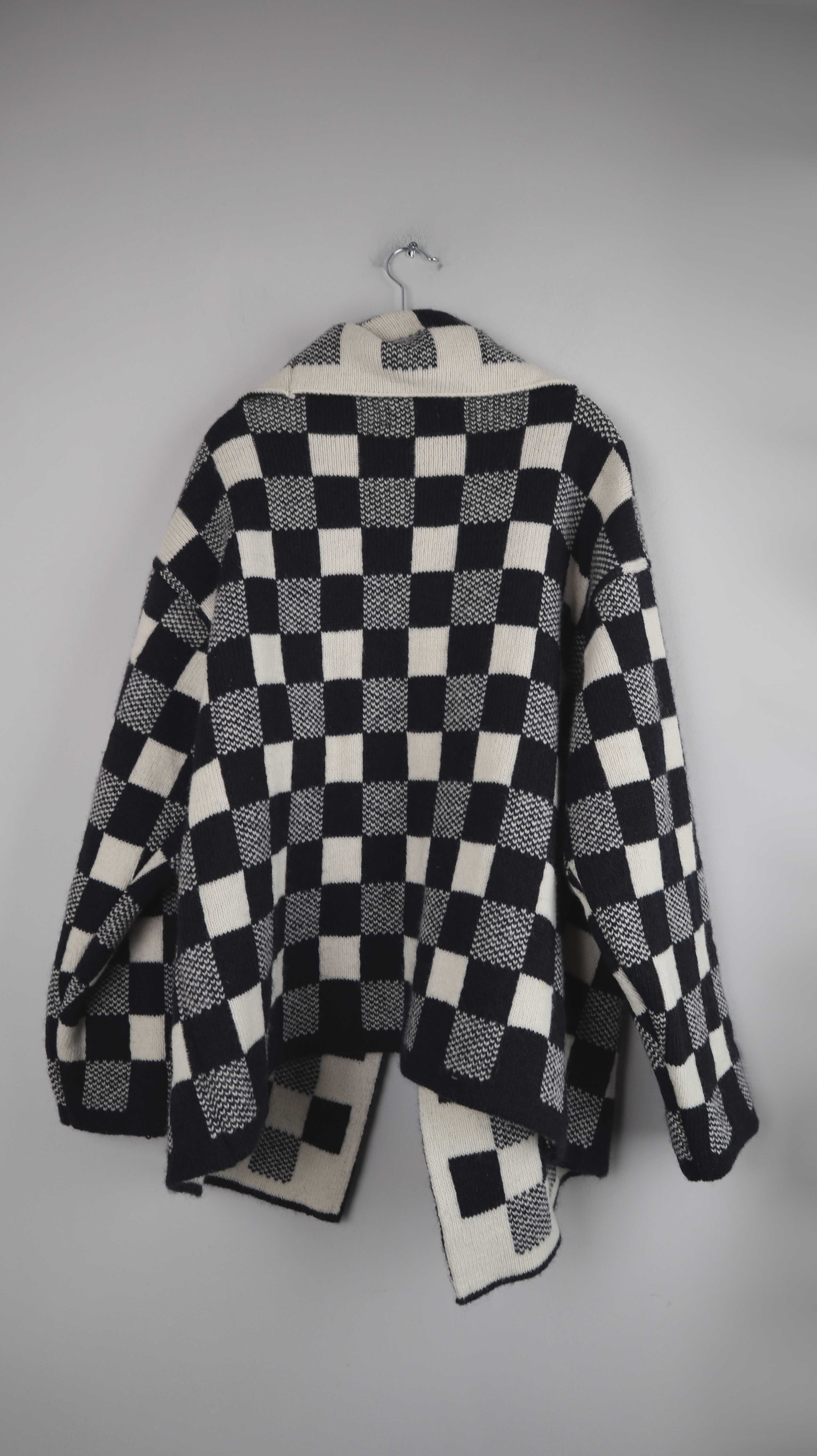 Læsø Strik Made in Denmark S/M Schwarz weiß Laesoe Schachbrettmuster Cardigan