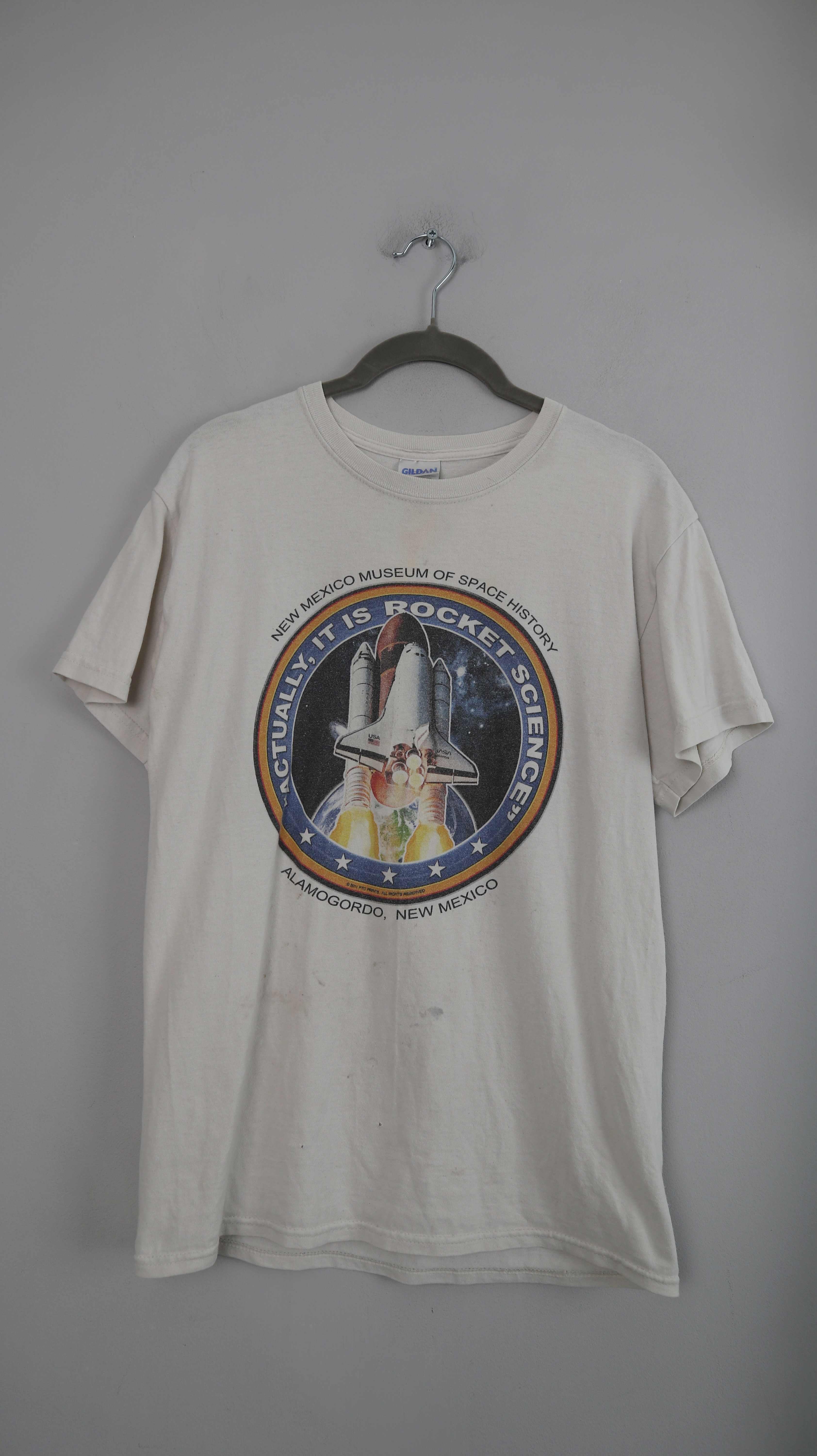 Gildan Shirt weiß 38 M used Rocket Rakete T-Shirt