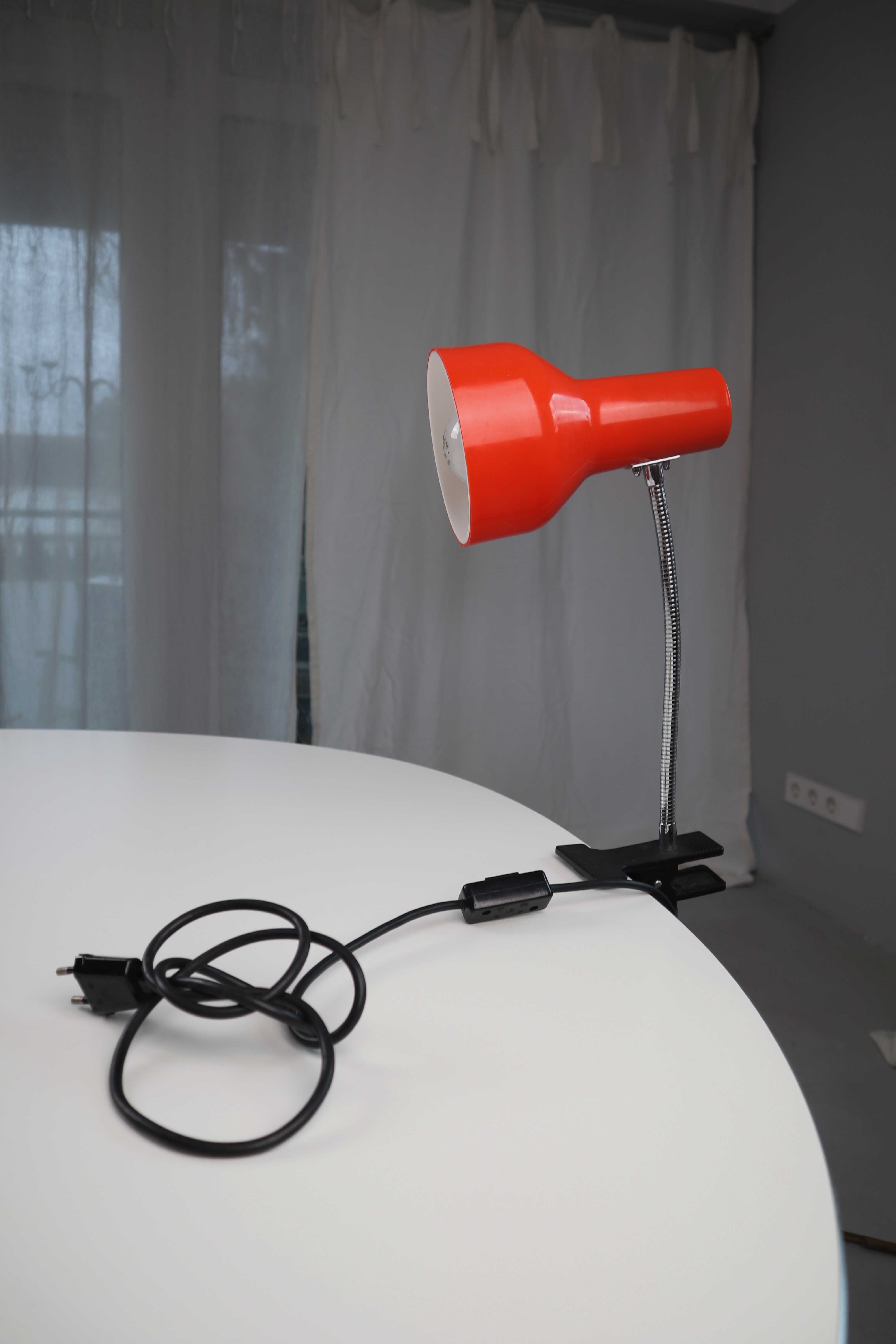 Retro Lampe Orange rot Klemmlampe Klemme Tischlampe Klemmleuchte Schreibtischlampe