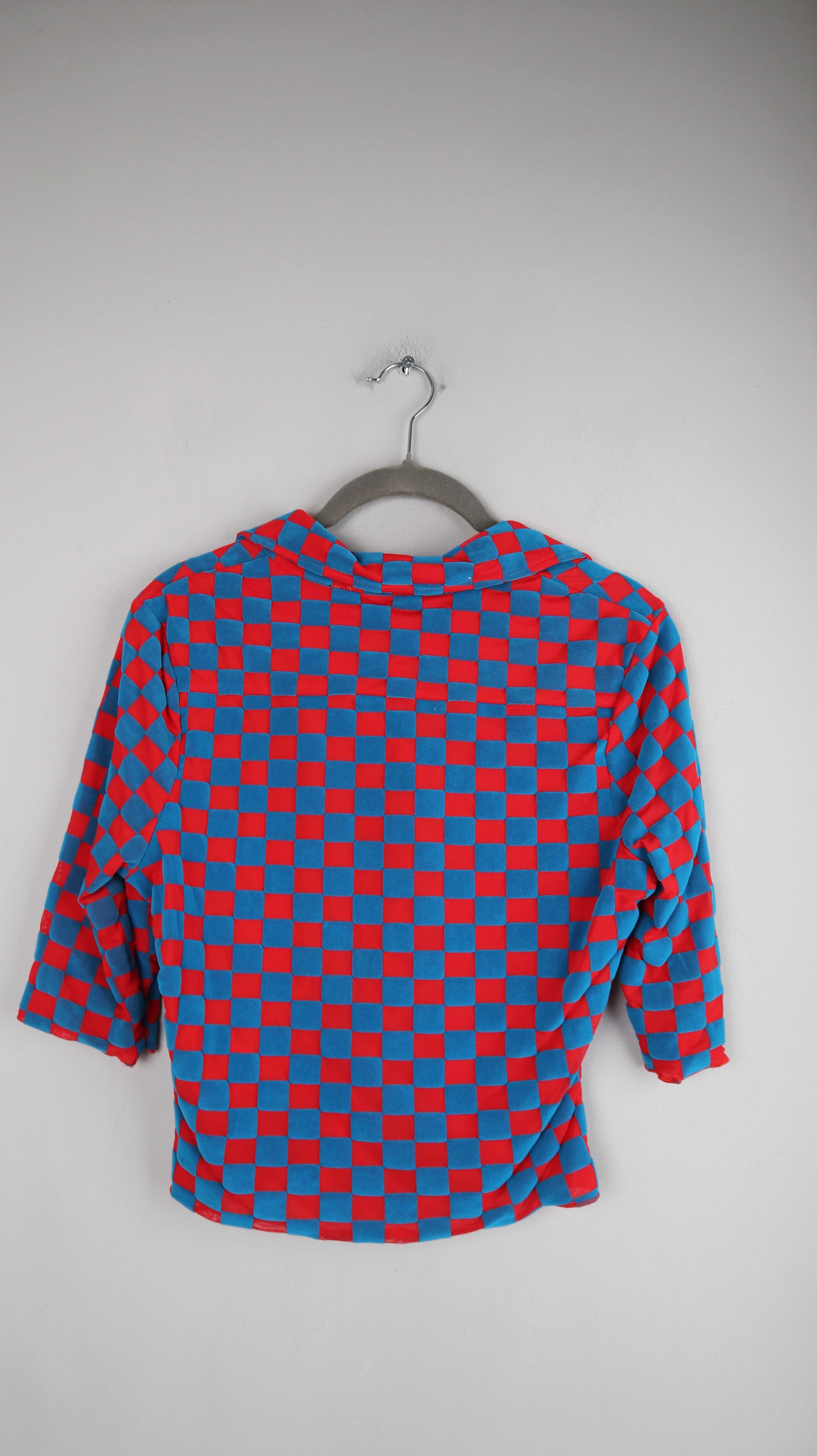 Rotate Shirt blau rot Oberteil T-Shirt kariert 36 S 34 XS cropped