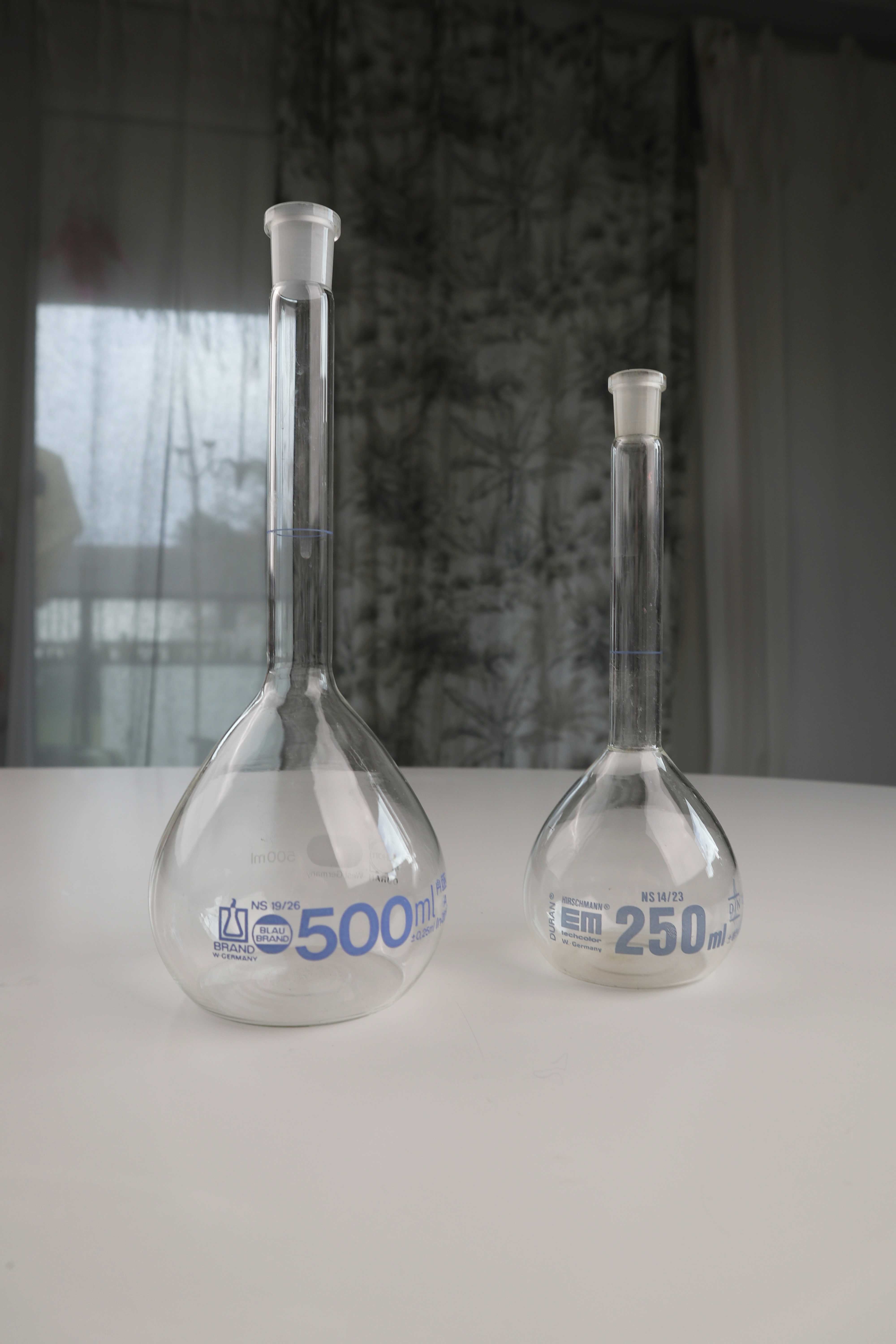 Messkolben 500ml 250ml Set Hirschmann Glasgefäße Kerzenhalter