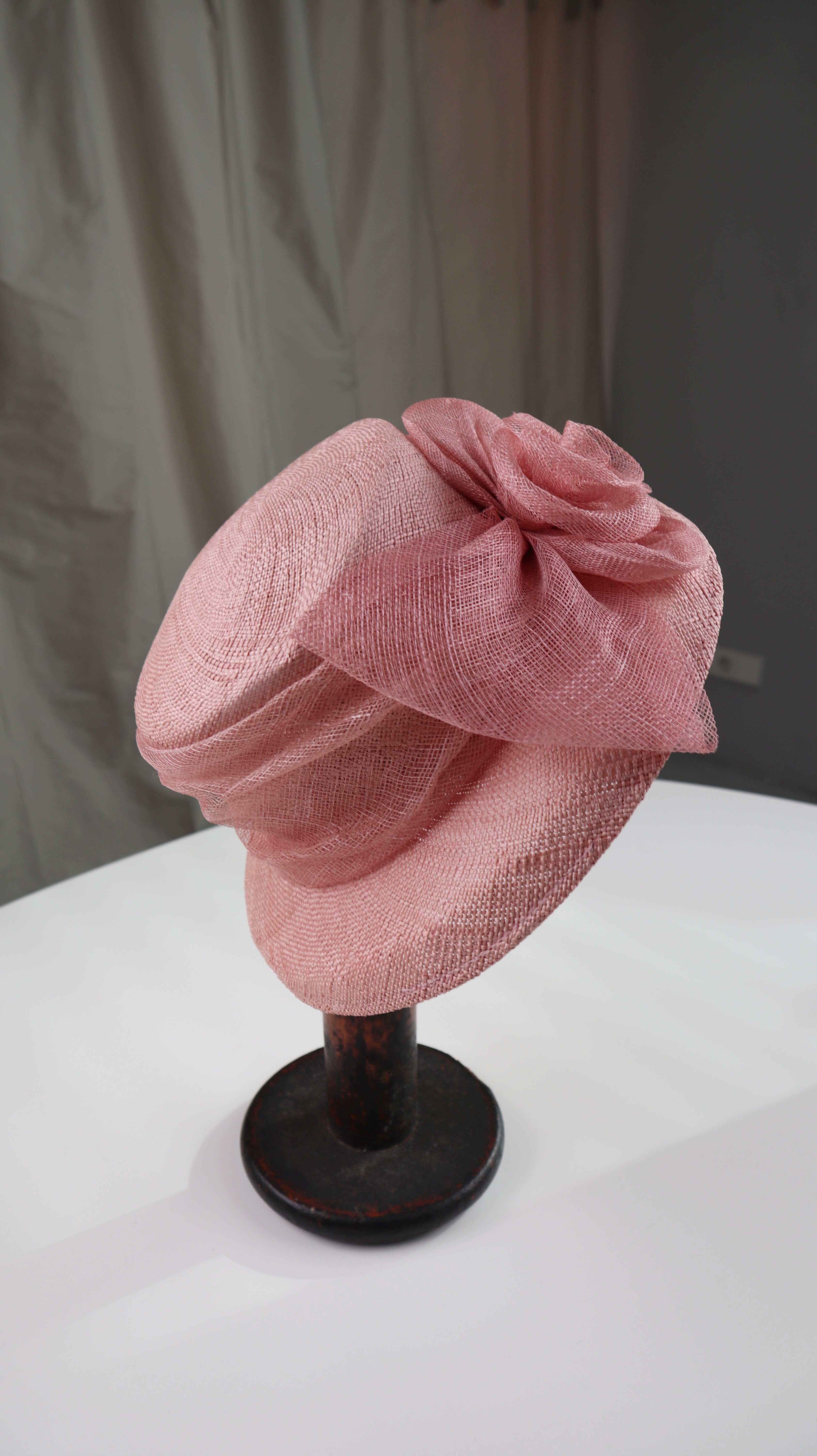 Seeberger Hut rosa Pink Hochzeitshut Korbgeflecht rund 57