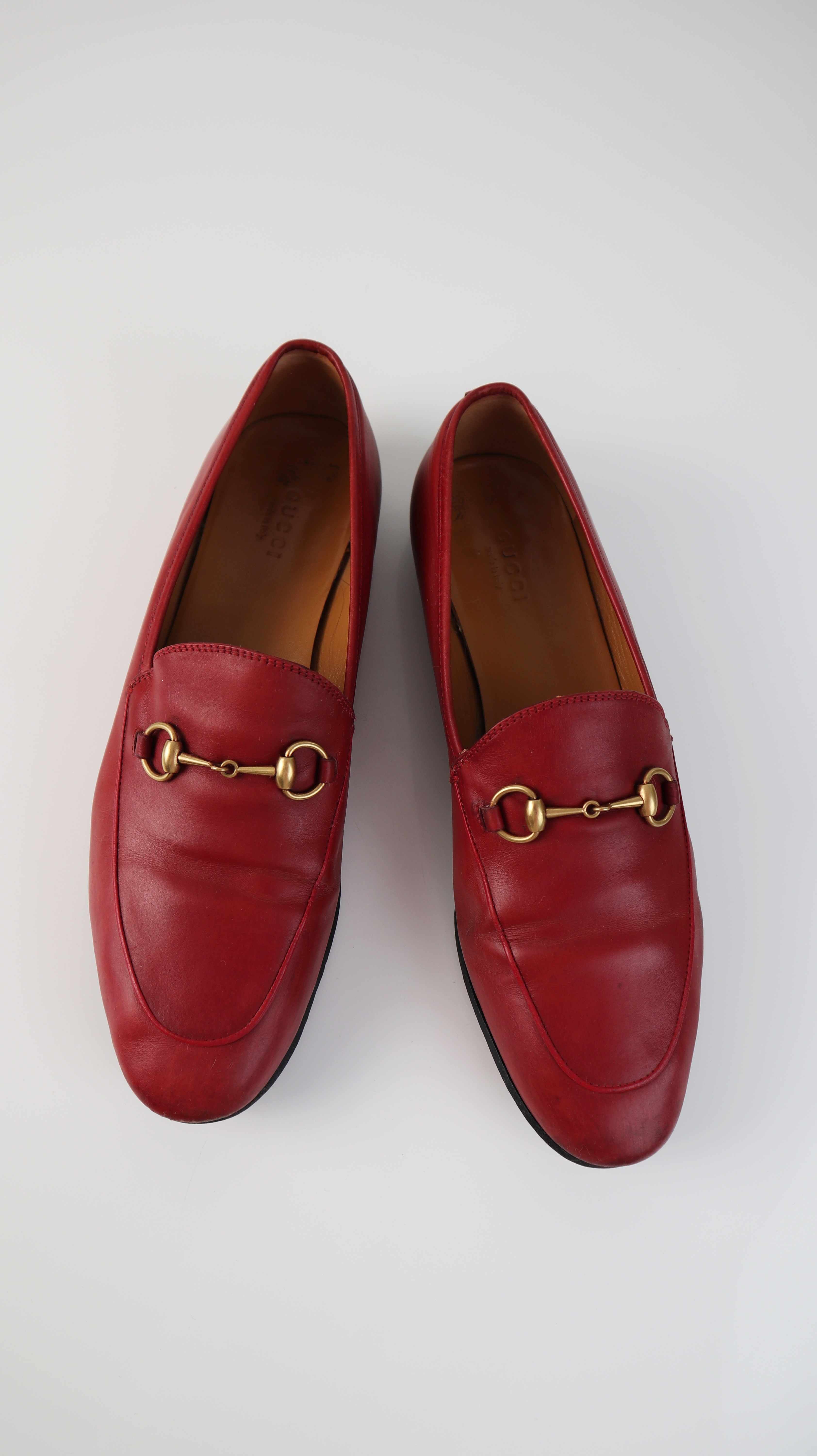 Gucci Mokassins Slipper 40,5 Rot Leder Lederslipper made in Italy