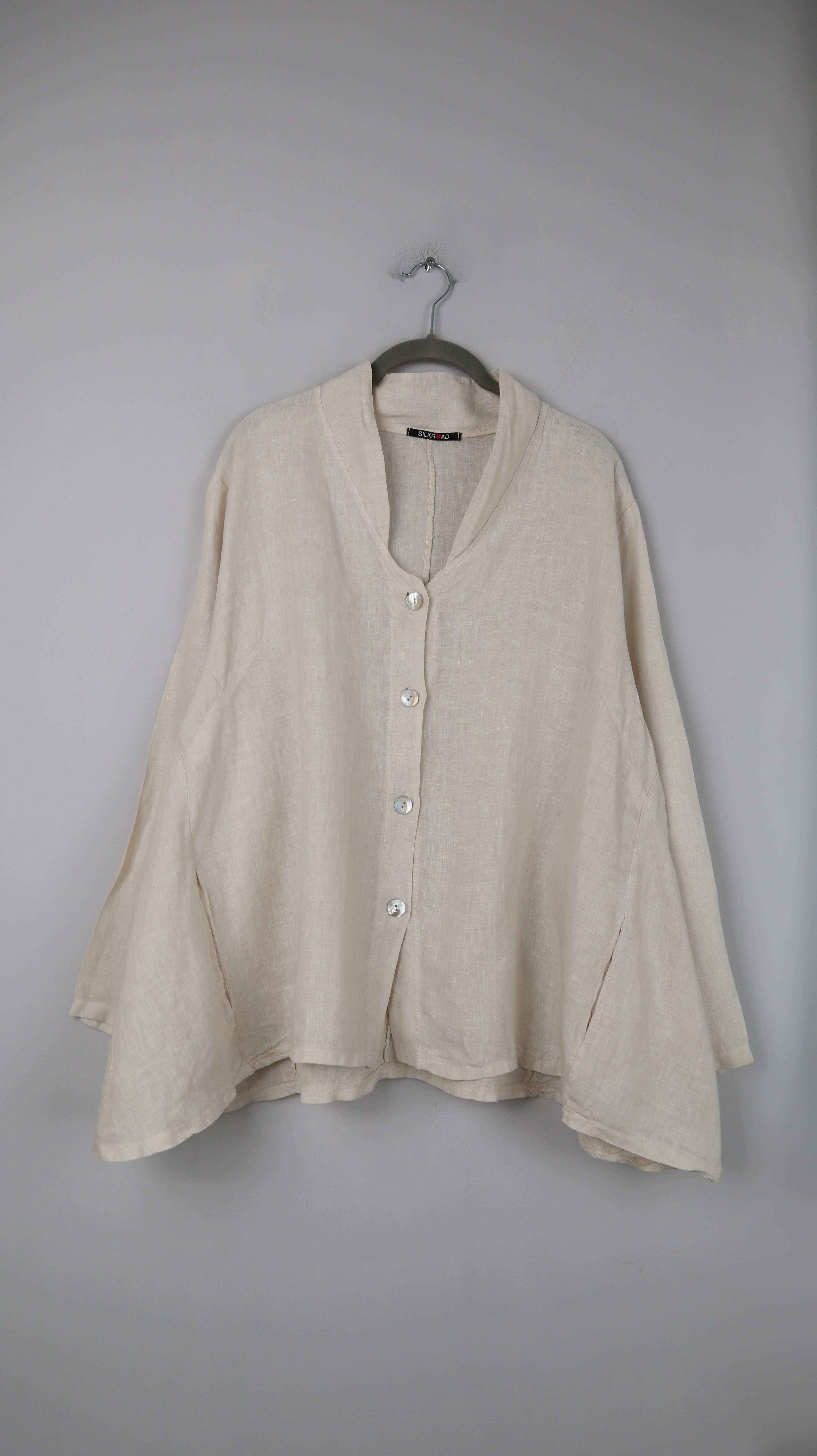 Silkroad Bluse Hemd Leinenbluse Leinenhemd 40 L Perlmuttknöpfe