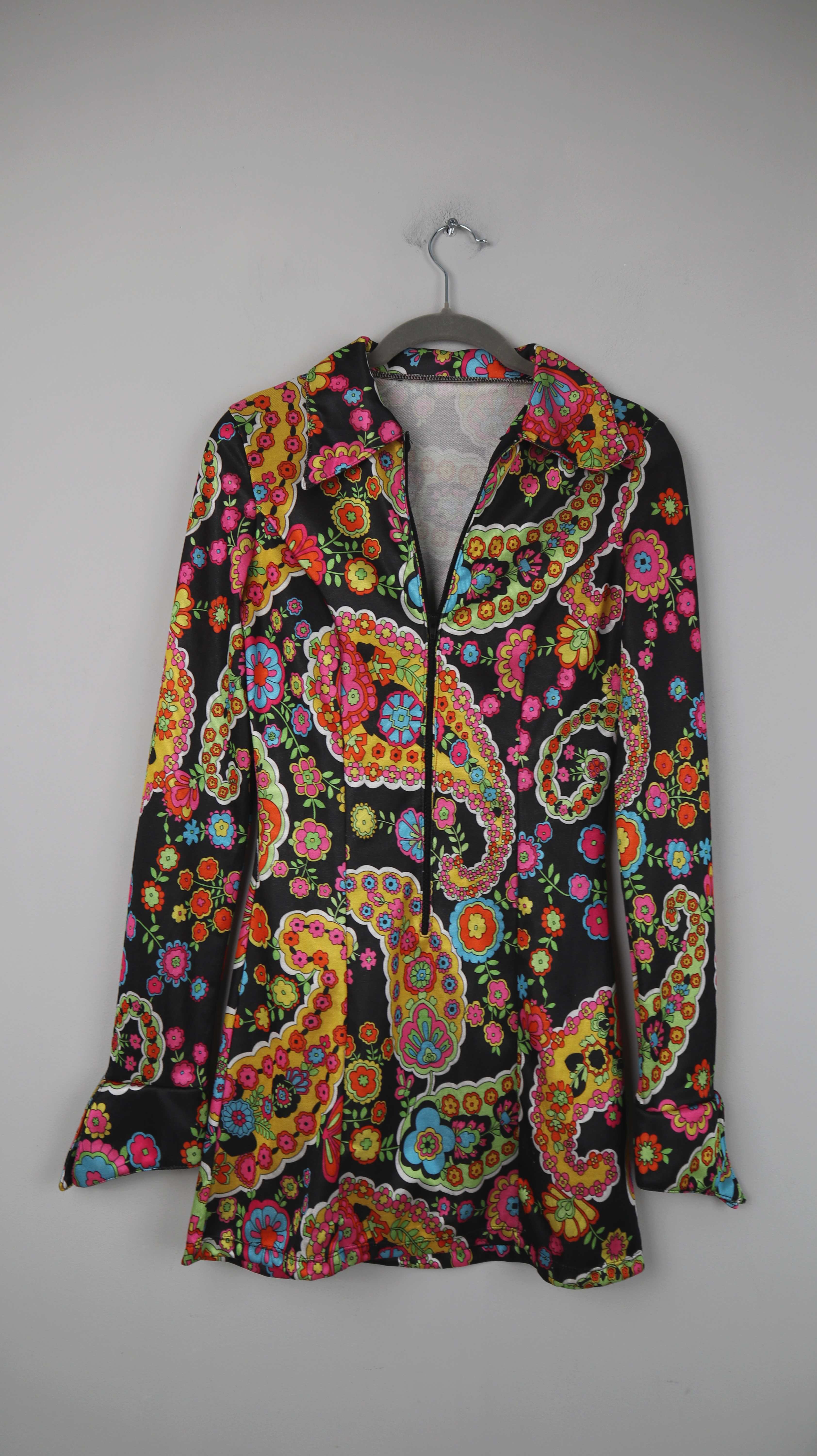 Schlagermove Kleid bunt schwarz Midi Midikleid 36 S Paisley Paisleykleid