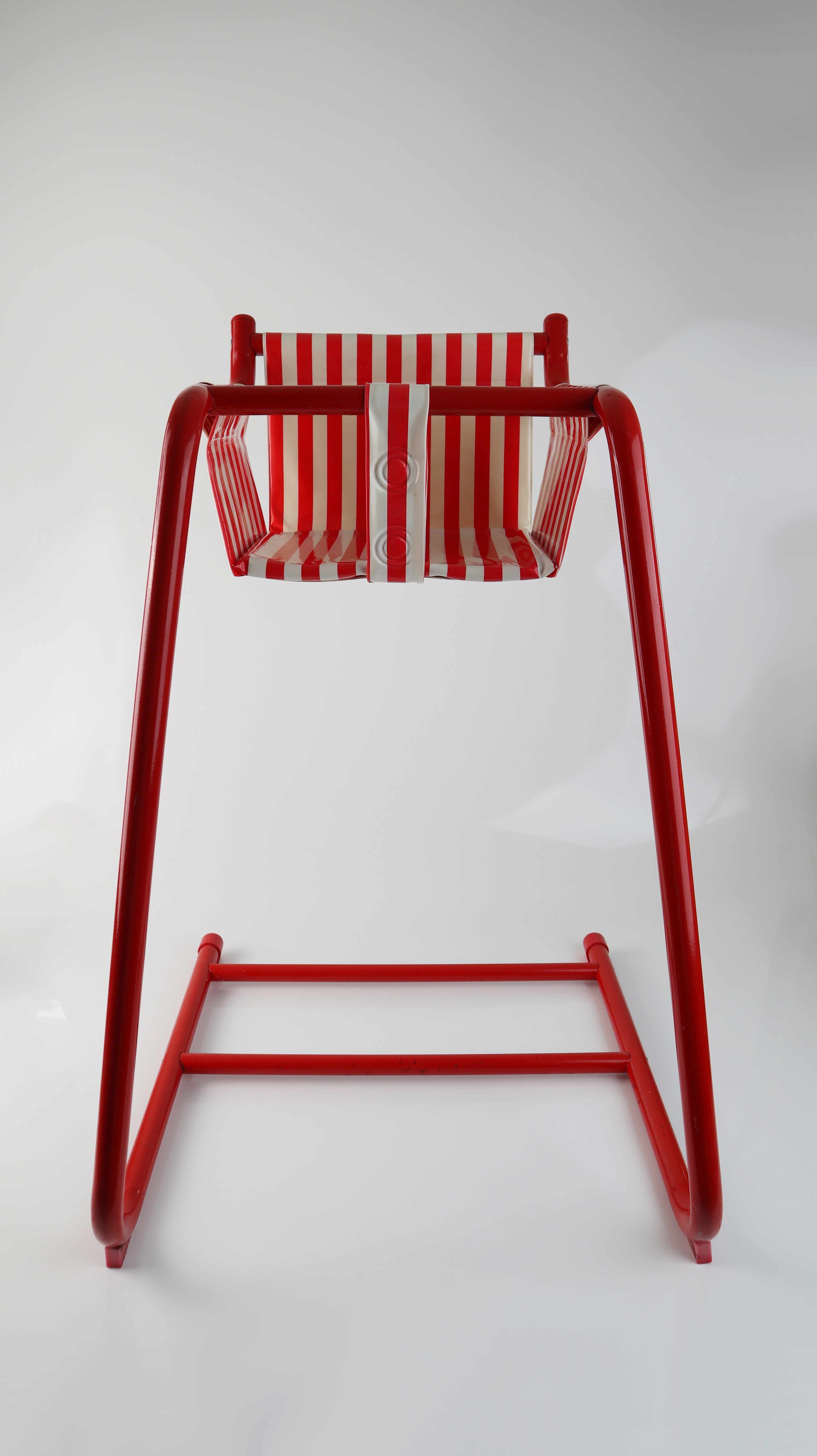 IKEA Vintage Kinderstuhl rot weiß Hochstuhl Kindersitz Tomas Jelinek