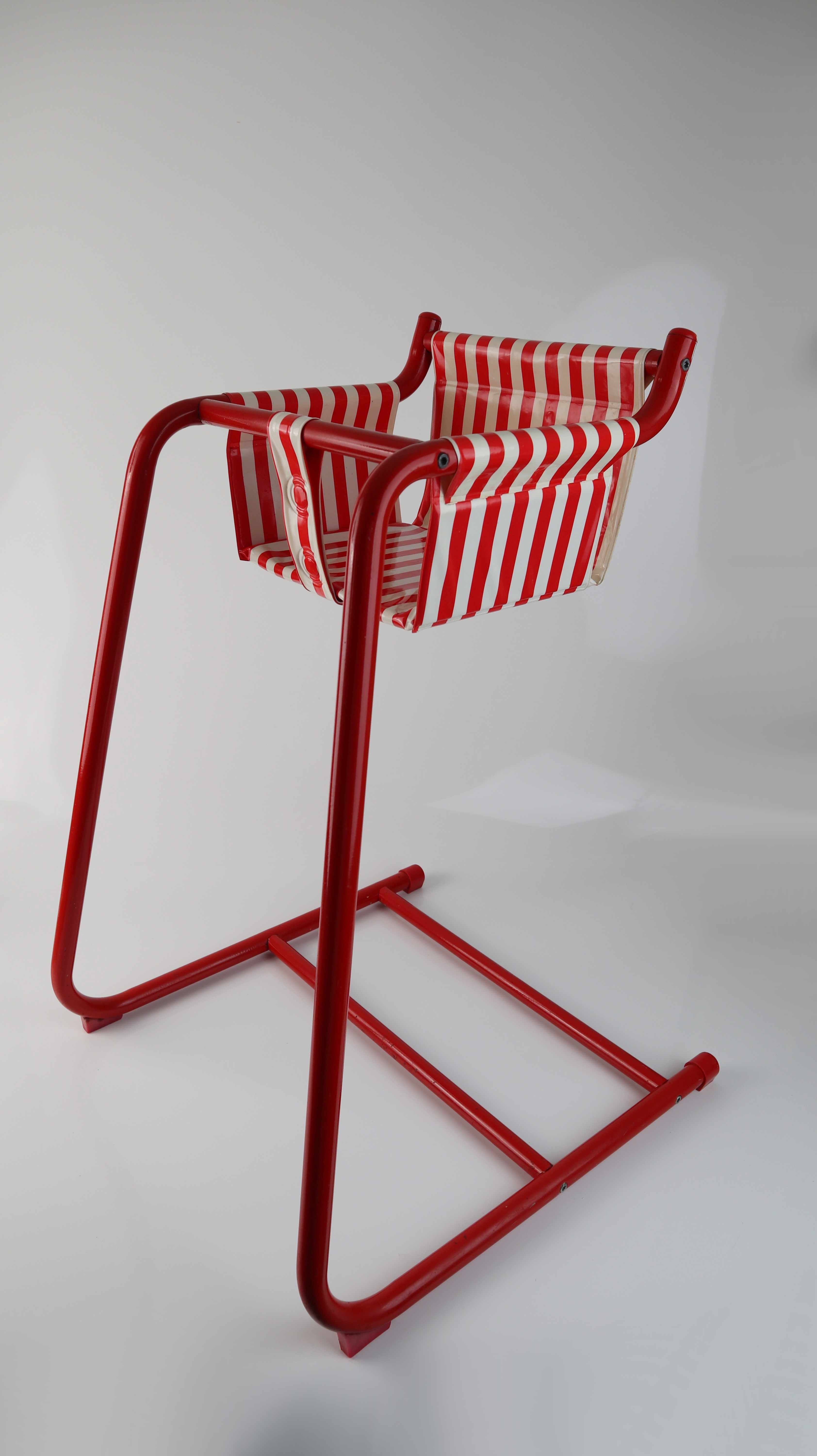 IKEA Vintage Kinderstuhl rot weiß Hochstuhl Kindersitz Tomas Jelinek