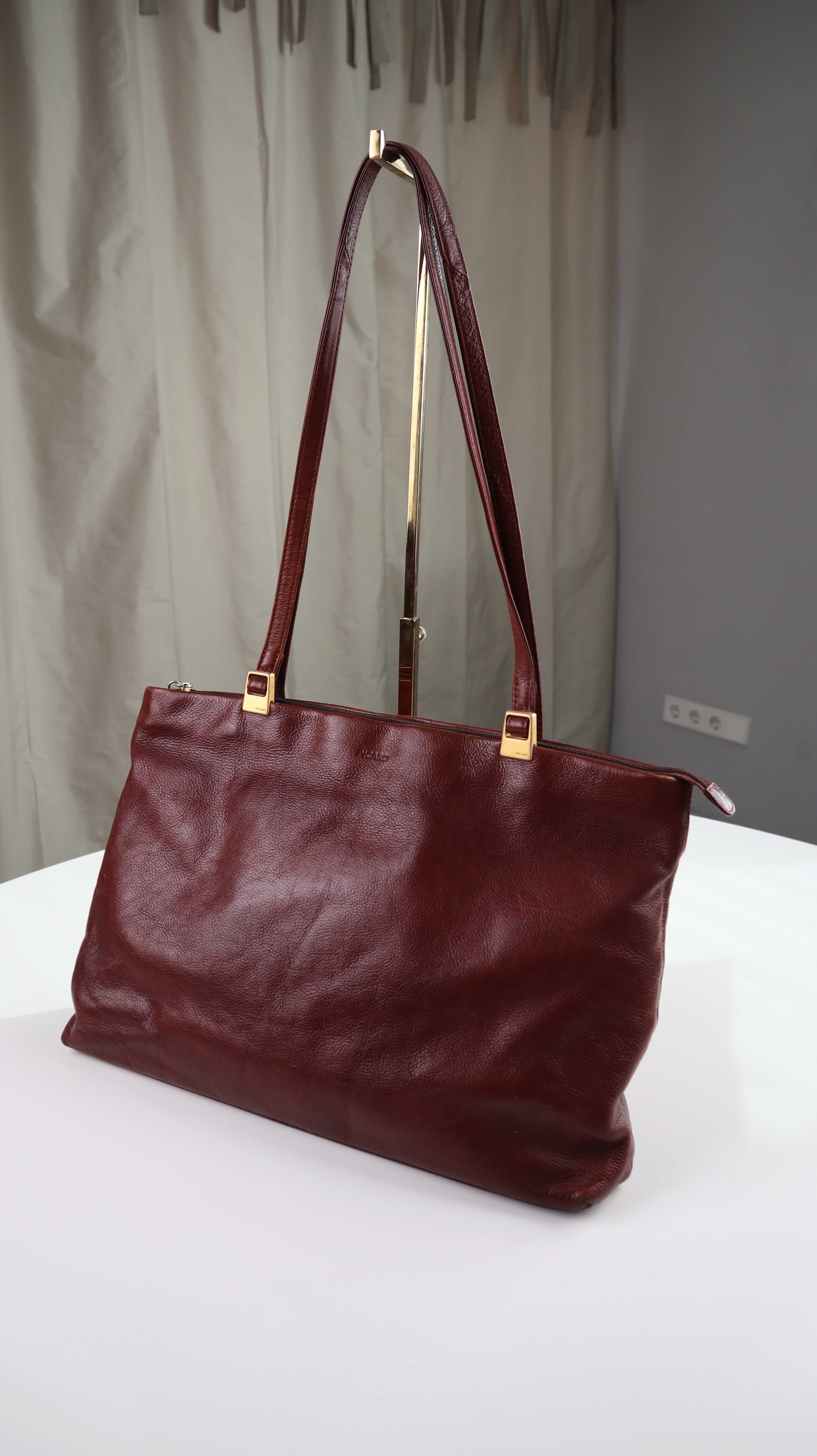 Picard Tasche Ledertasche Braun Gold Shopper Schultertasche