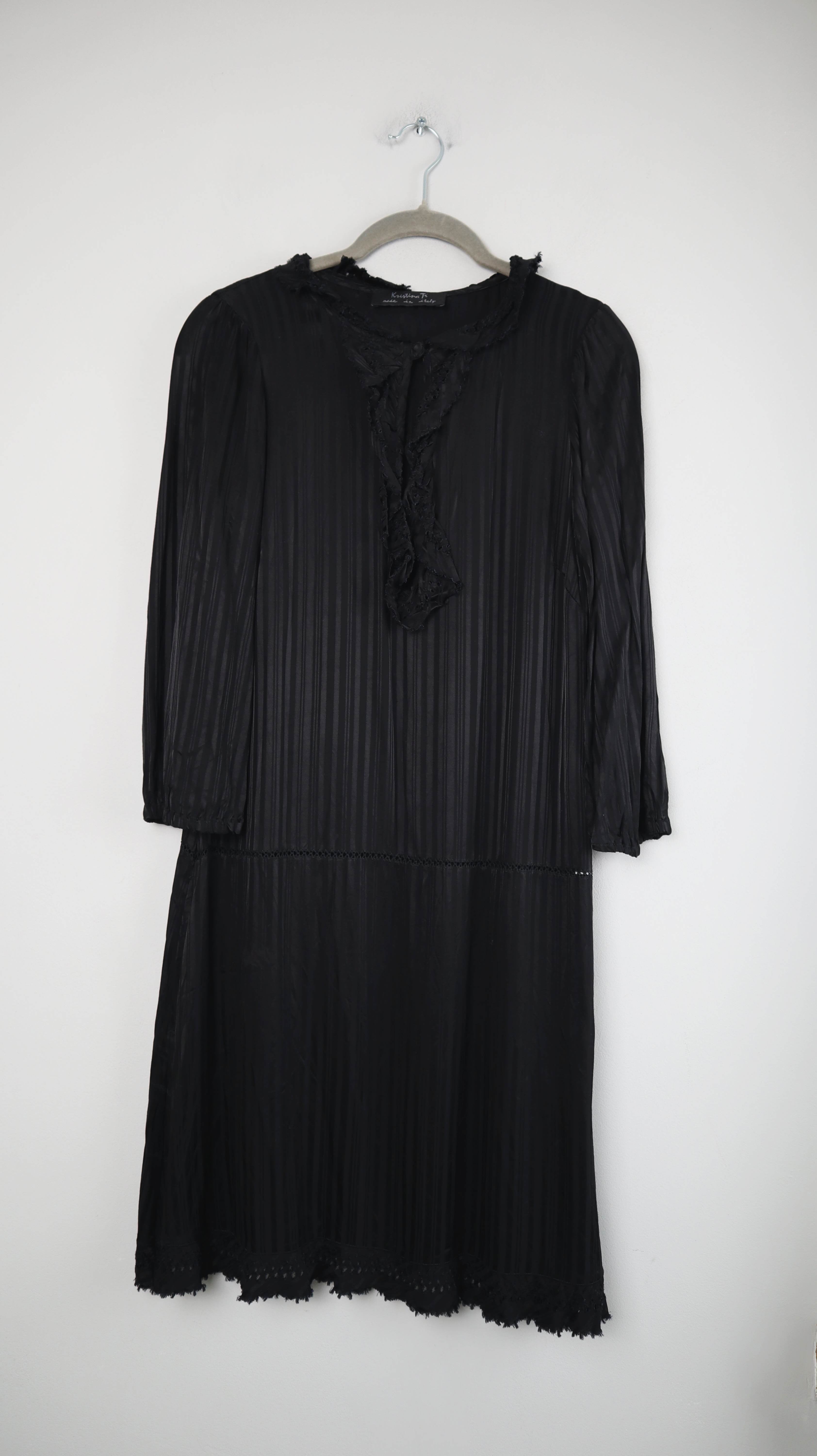 Kristina Ti made in italy Kleid schwarz Midi Midikleid 36 S Blusenkleid