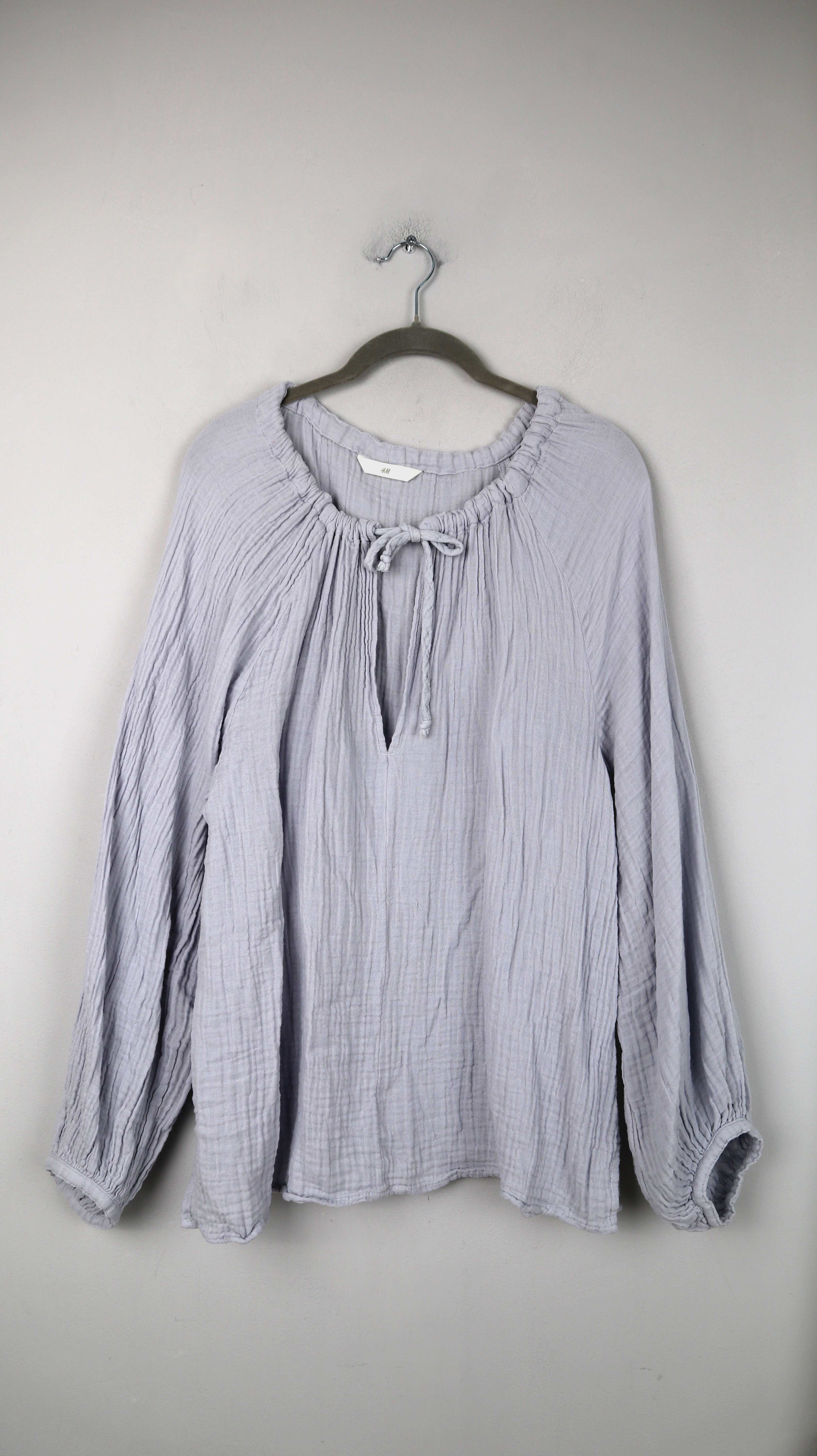 H&M Bluse blau Hellblau Musselin 40 L hellblau Hemd Shirt