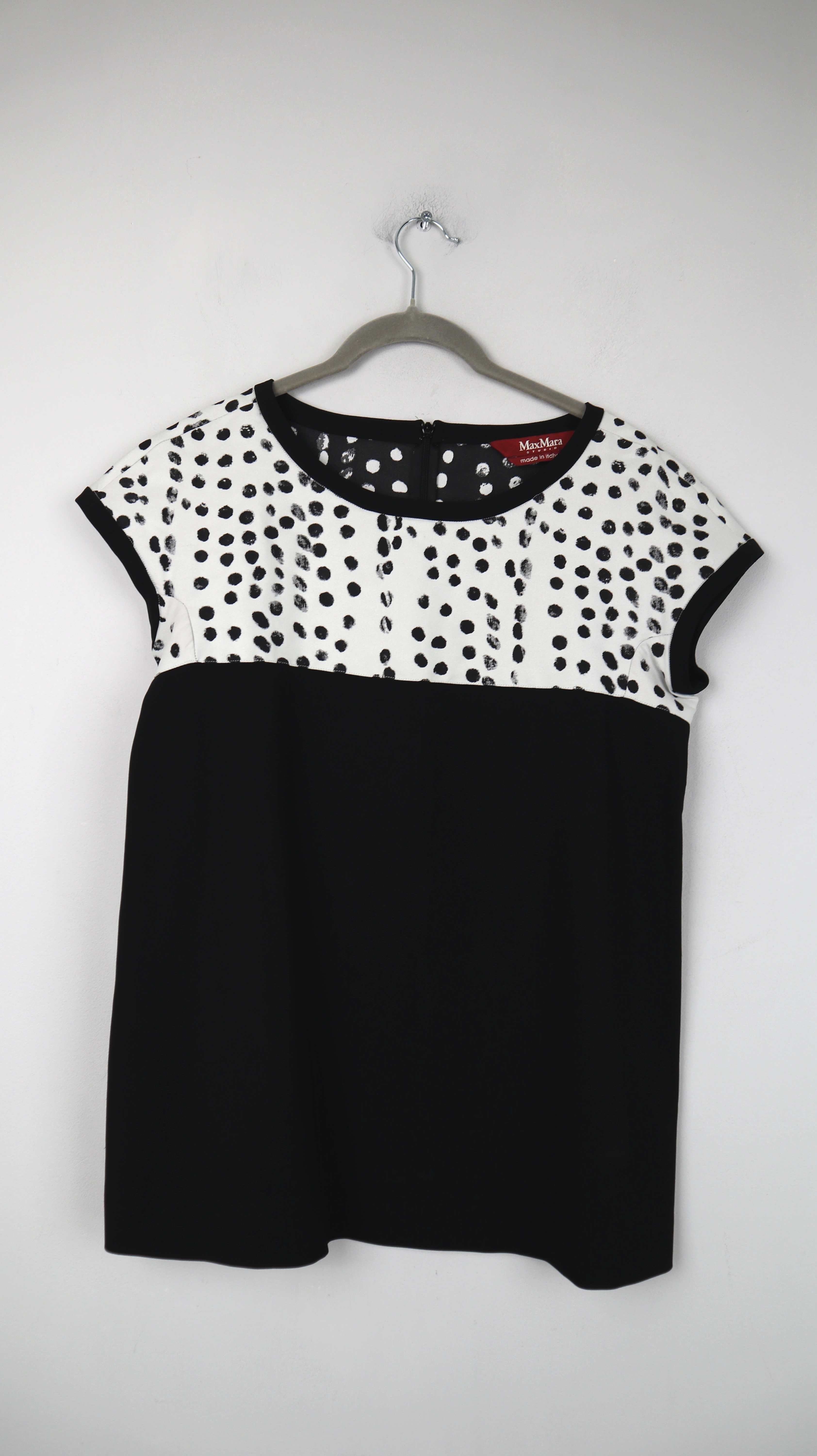 Max Mara Shirt T-Shirt schwarz weiß 38 M Oberteil Bluse gepunktet